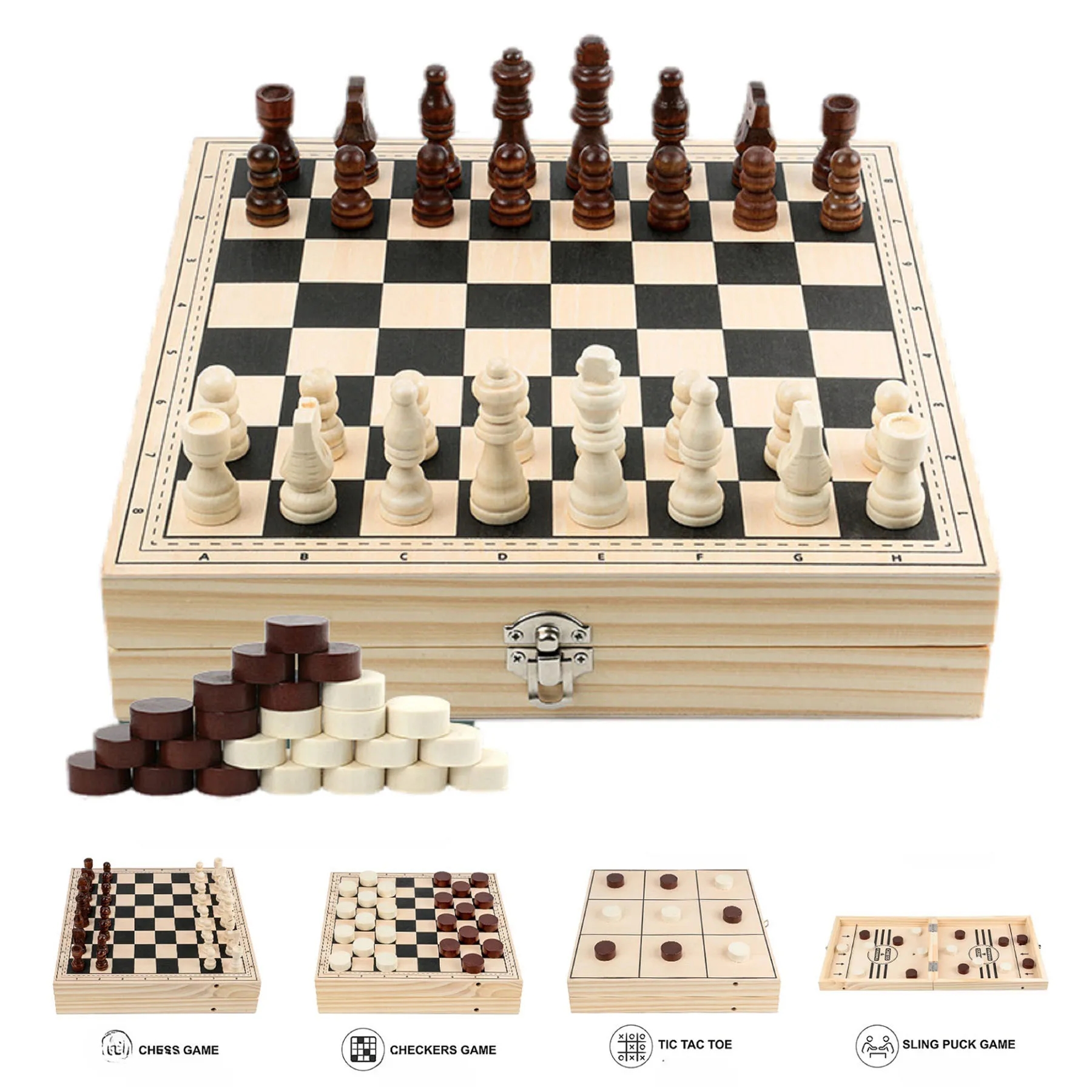4 in 1 Wooden Game Board 2