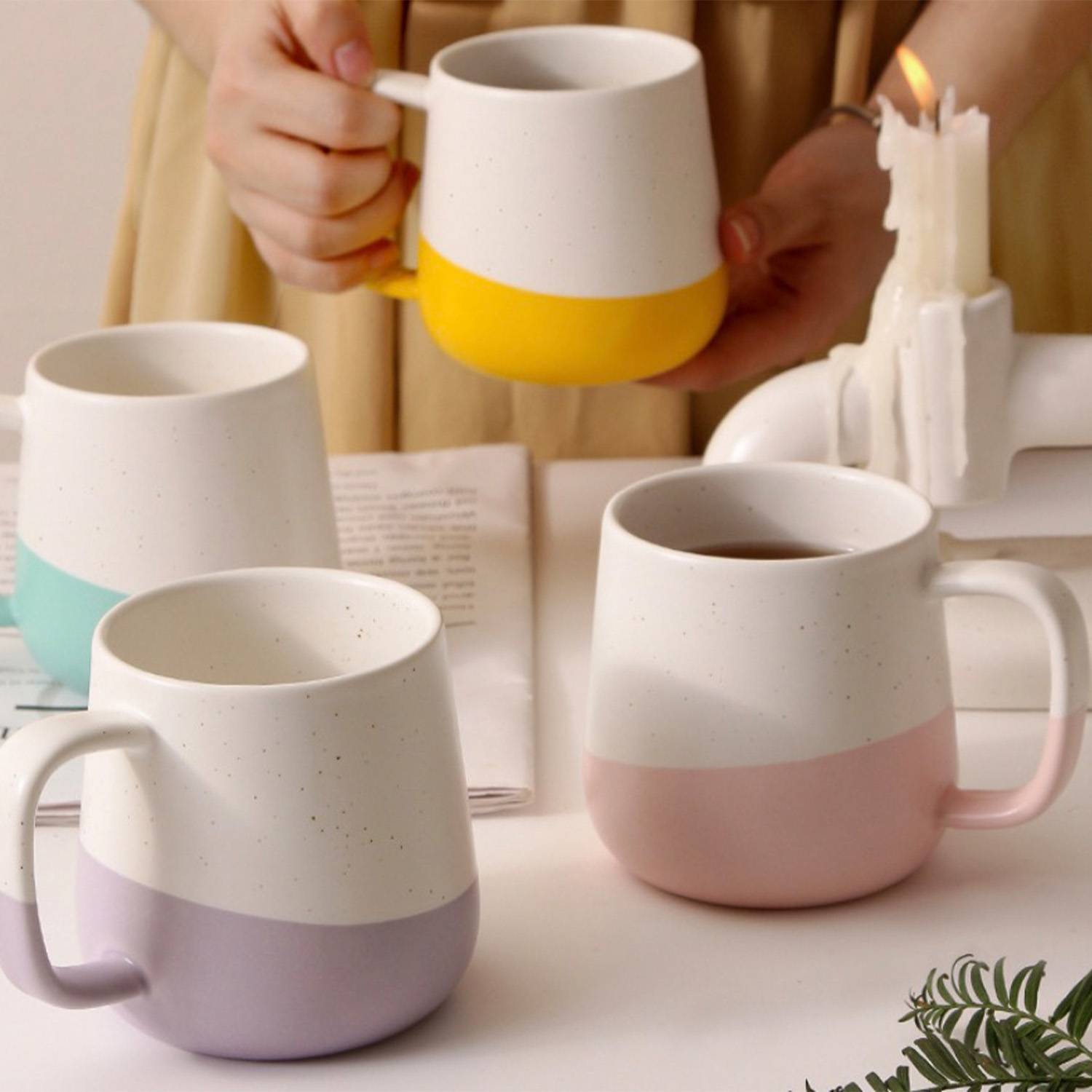 12oz Stitching Color Ceramic Mugs 6