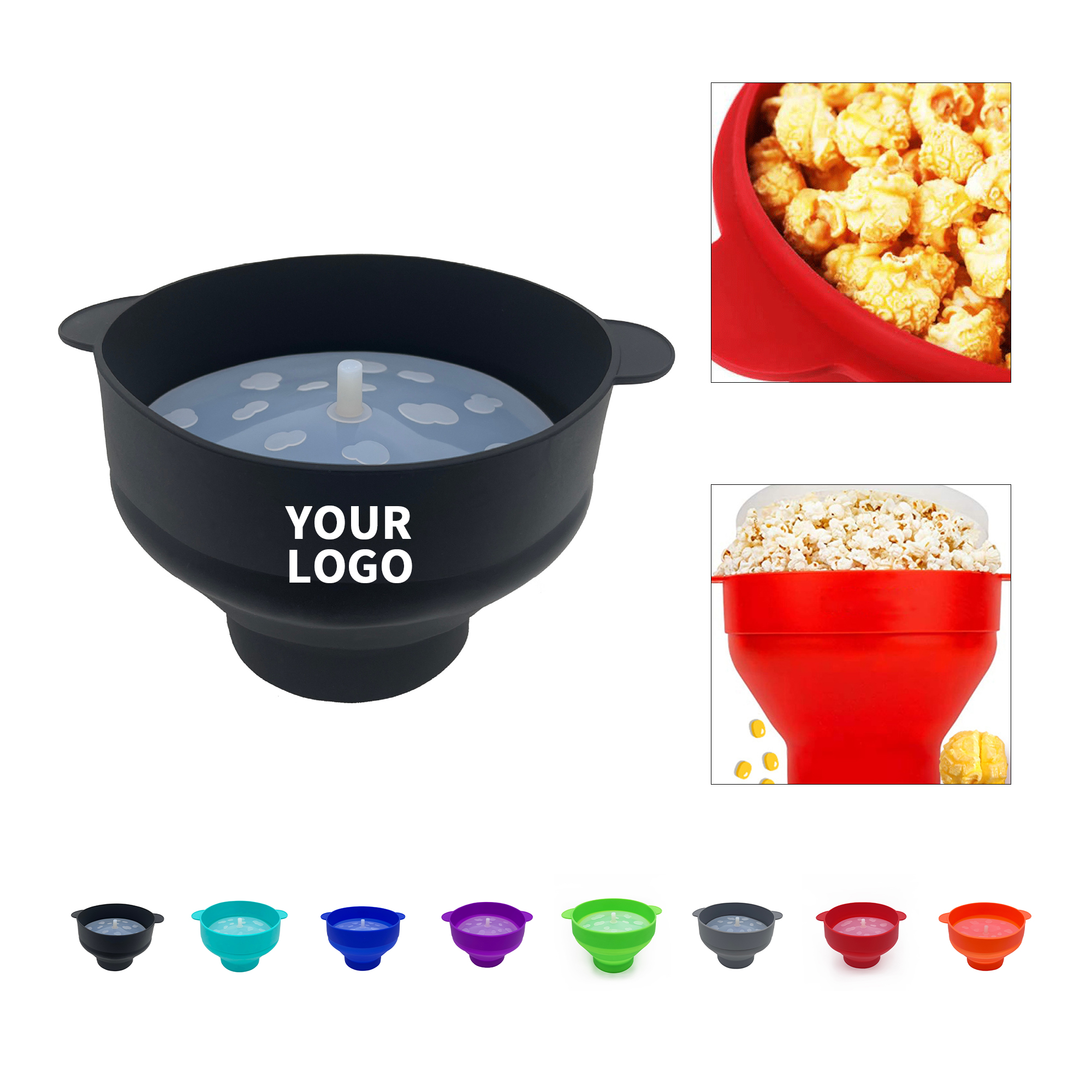 Collapsible Silicone Microwave Popcorn Bowl With Lid 10