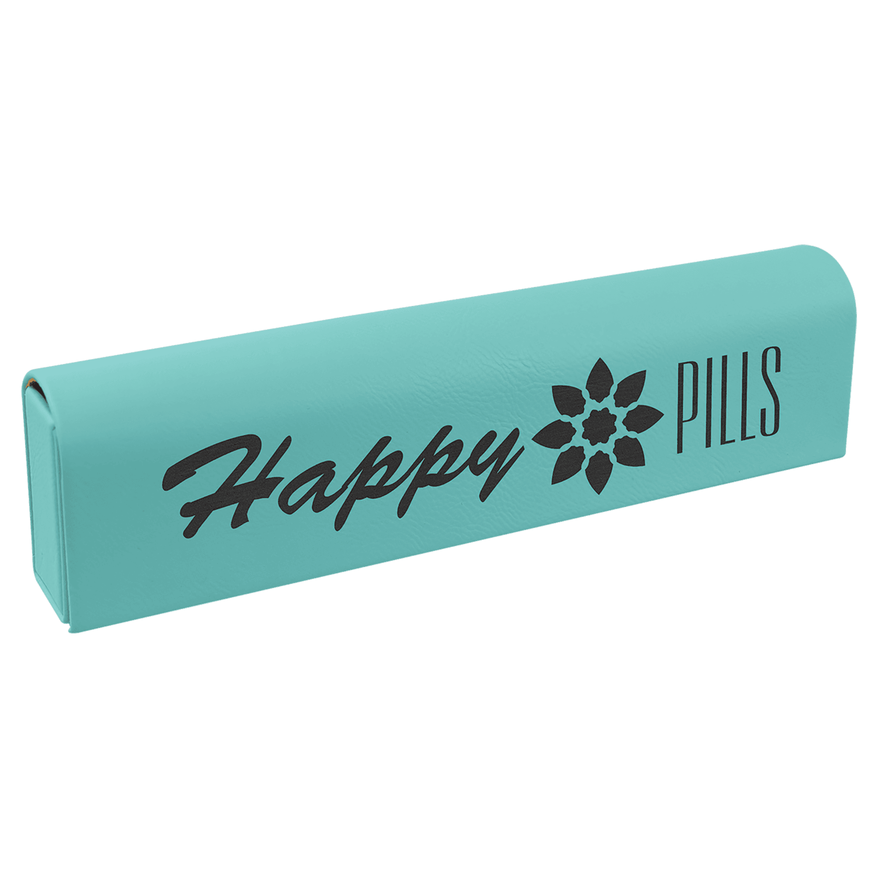 9 3/4" x 2 1/2" Teal Leatherette Pill Box 2