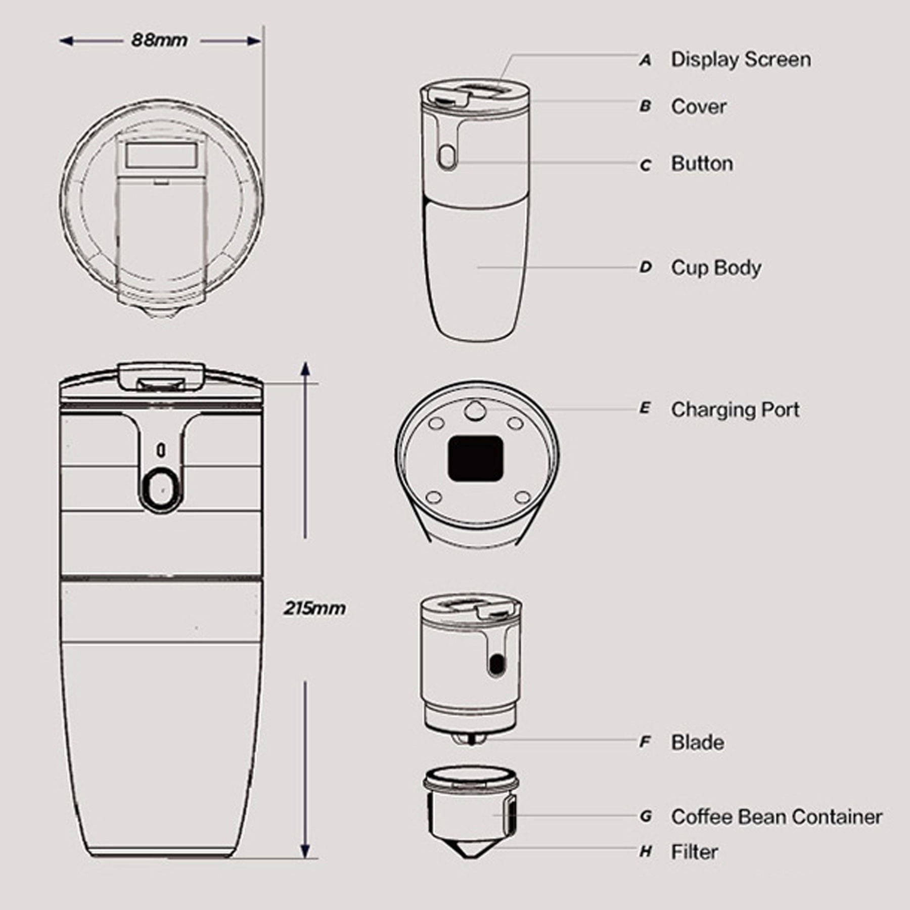 5 In 1 Coffee Grinder Filter Thermos Tumbler 6