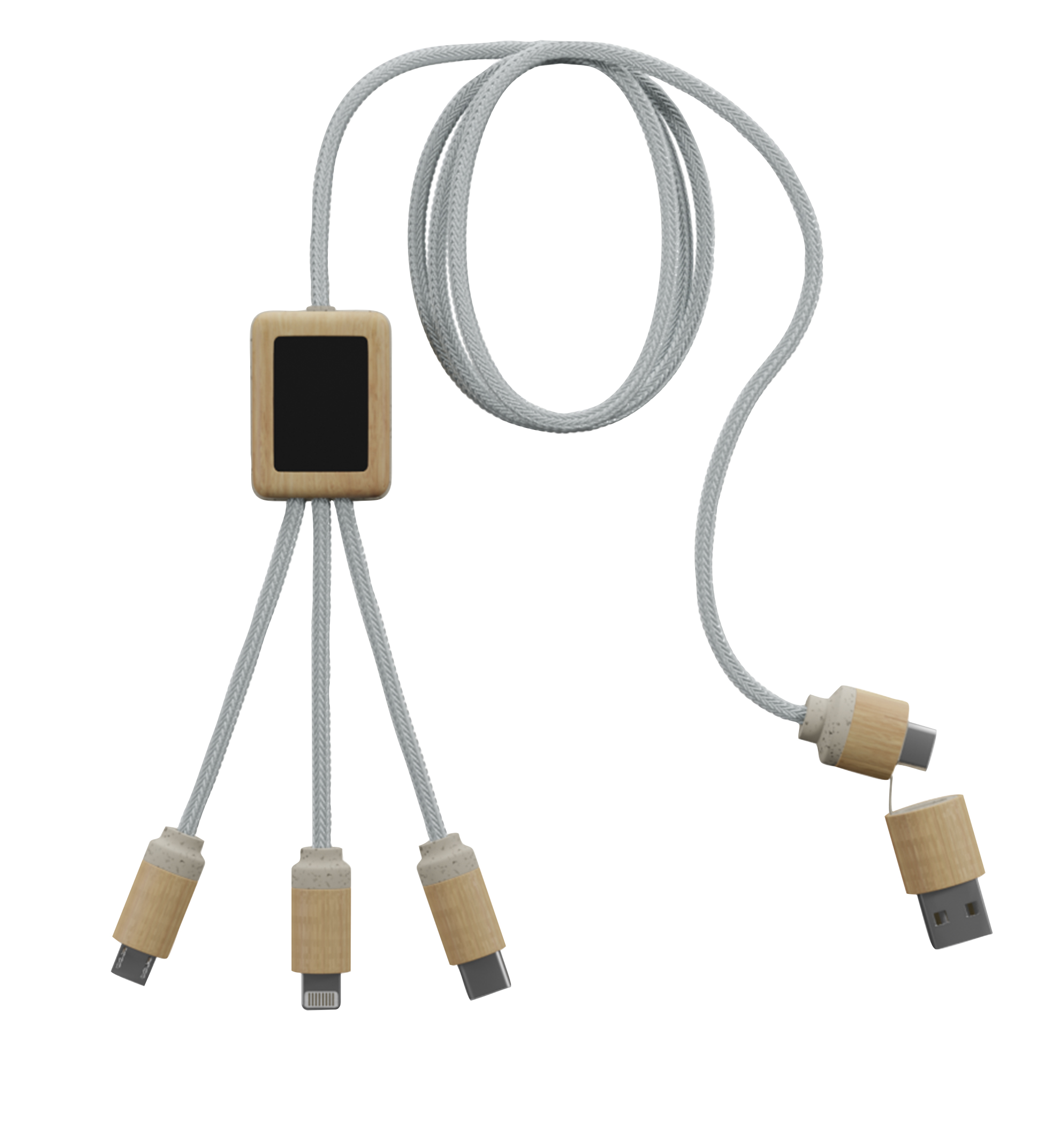 SCX Innovative Design™ 5-in-1 Bamboo Charging Cable 2A 1
