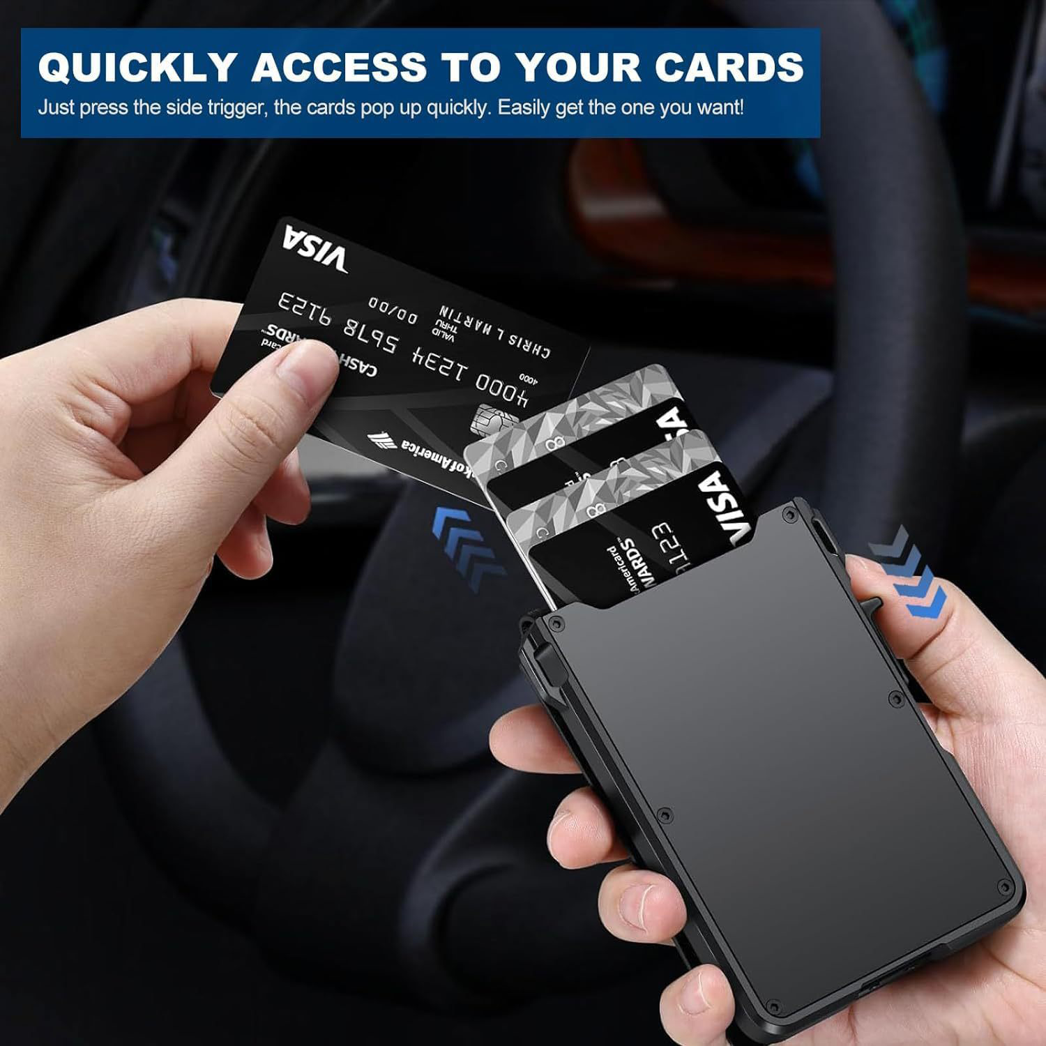 Men Aluminum Slim RFID Blocking Pop-Up Card Wallet 4
