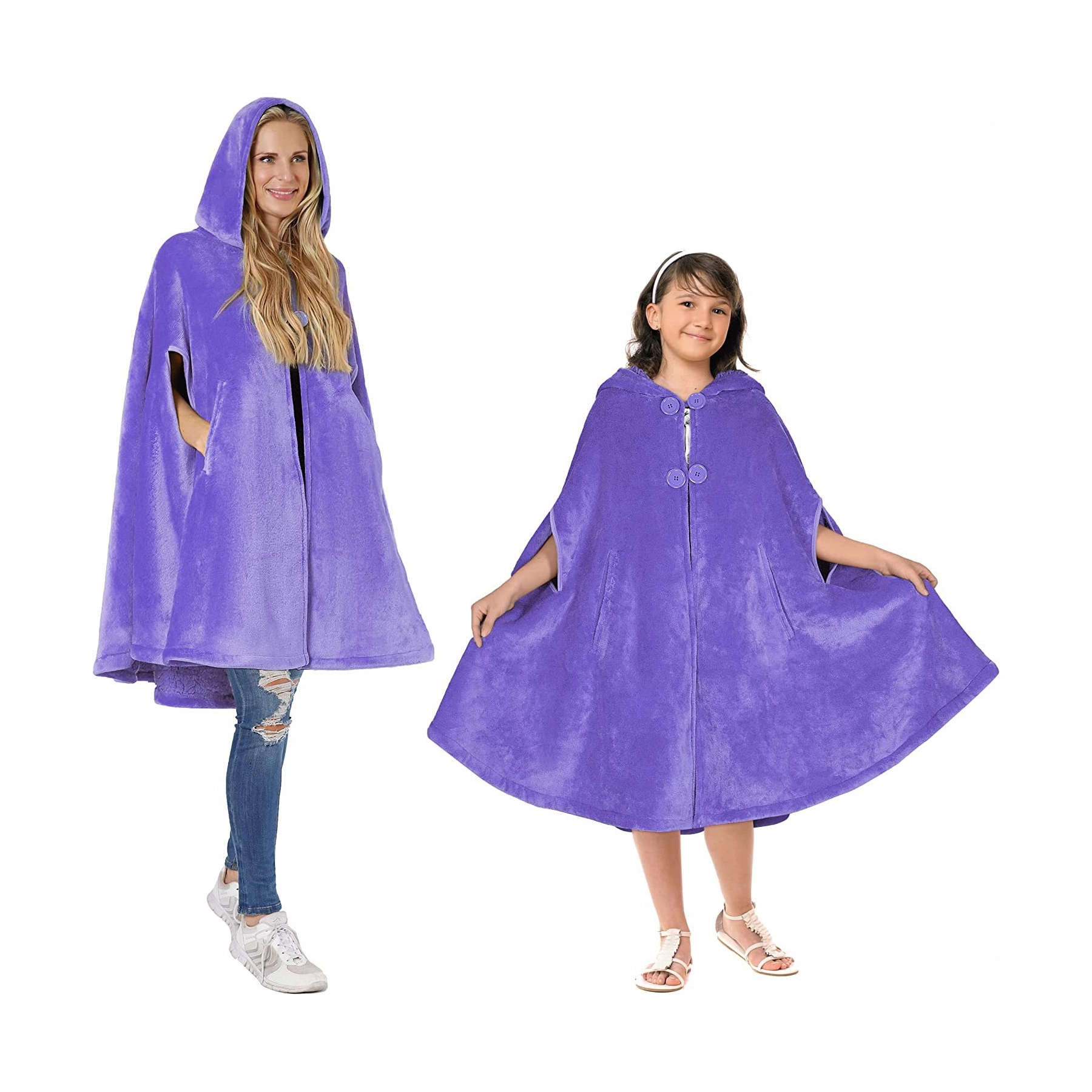 Poncho Hooded Blanket Wrap With Pockets Sherpa Fleece 7