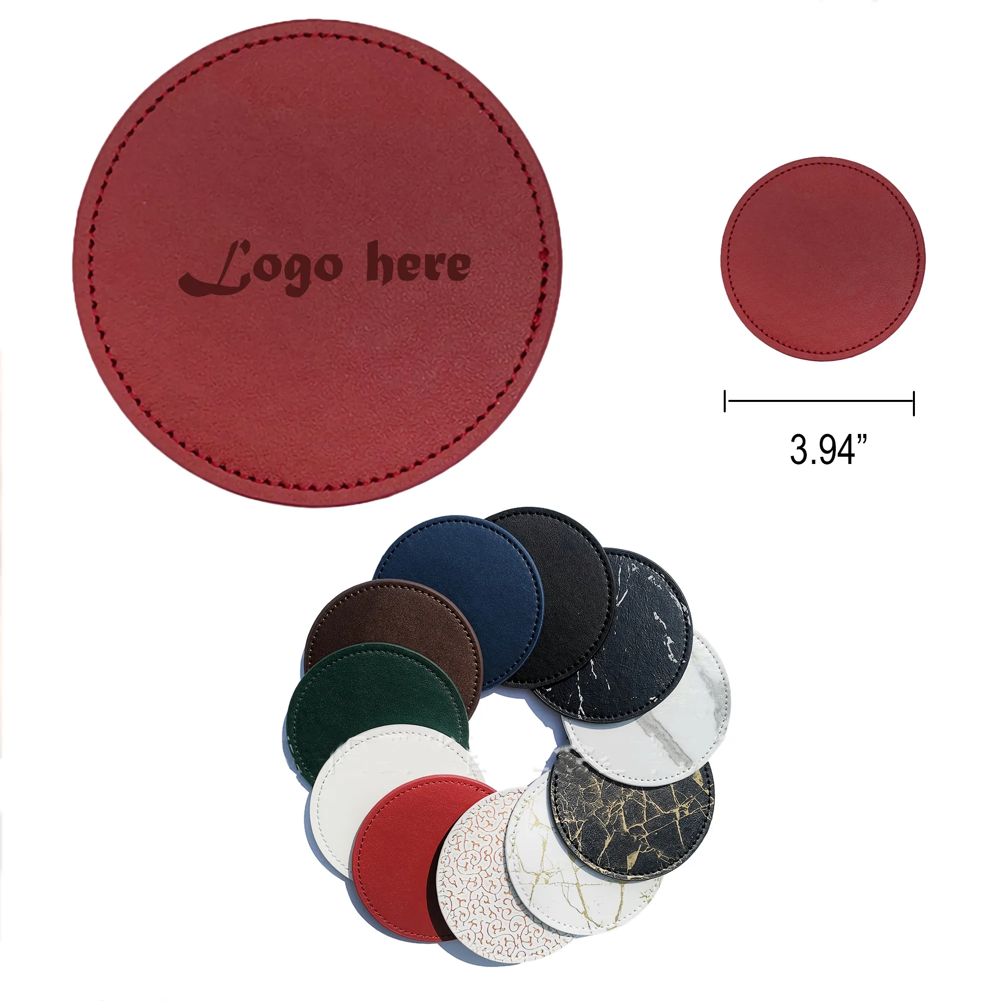 Soft PU Leather Absorbent Round Coaster MOQ50 2