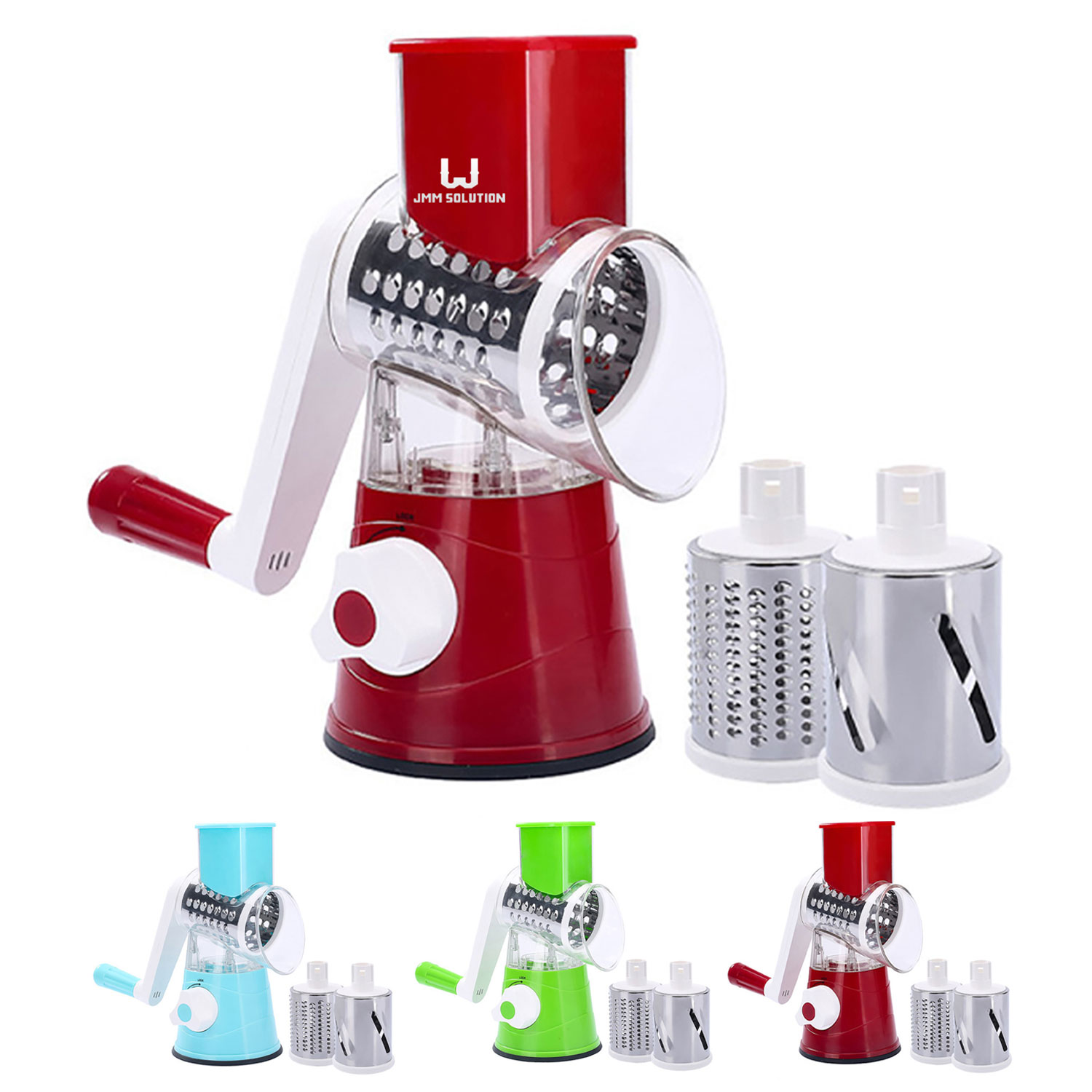 Rotary Handheld Vegetable Slicer W/ 3 Drum Blades 1
