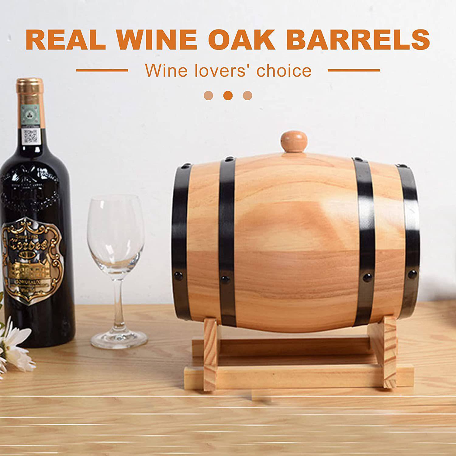 Oak Aging Barrel with Wood Stand 2