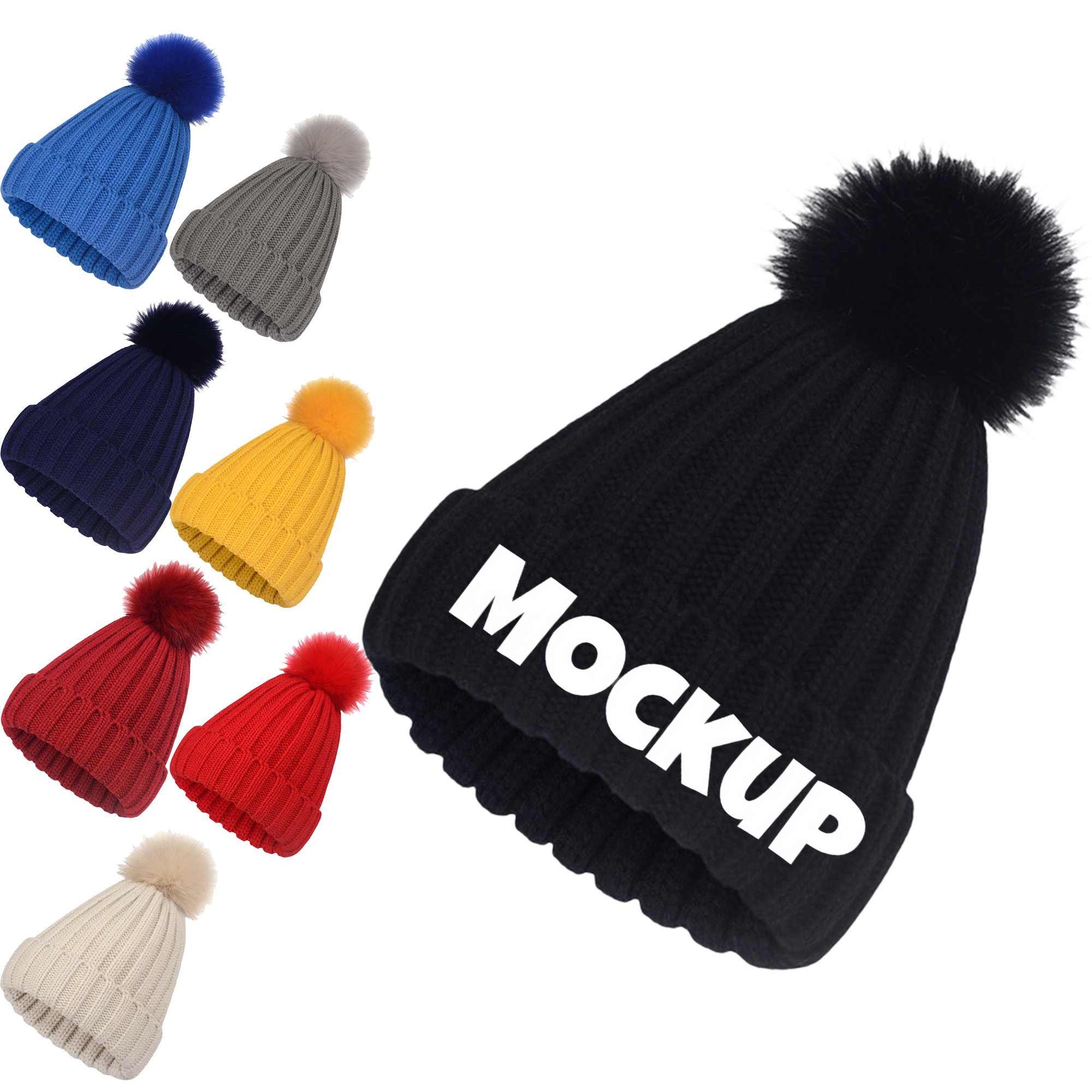 Classic Ribbed Ski Hat with Pom 10