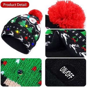 Light up Christmas Hat Beanie Winter Knitted Scarf 3