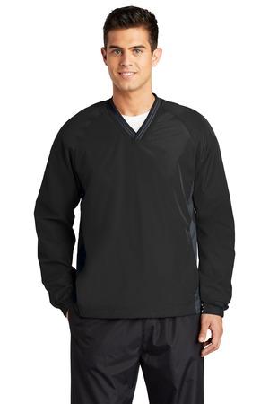 Tipped V-Neck Raglan Wind Shirt