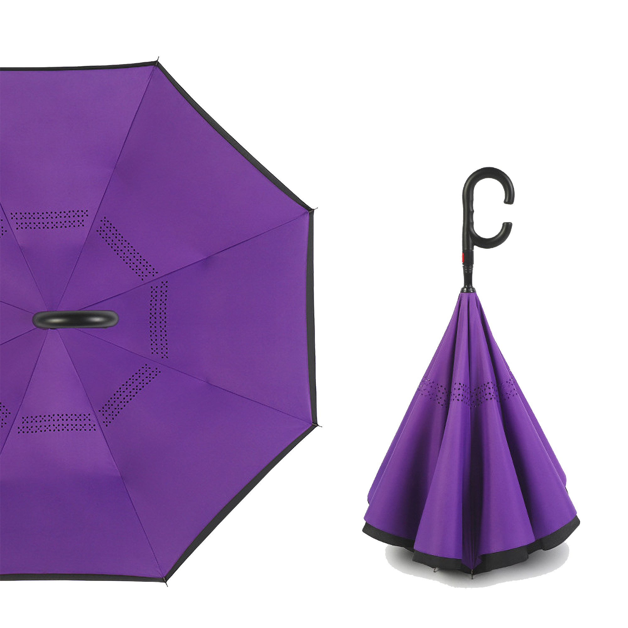 Fold C-Shaped Handle Reverse Umbrella Inverted Double Layer 7