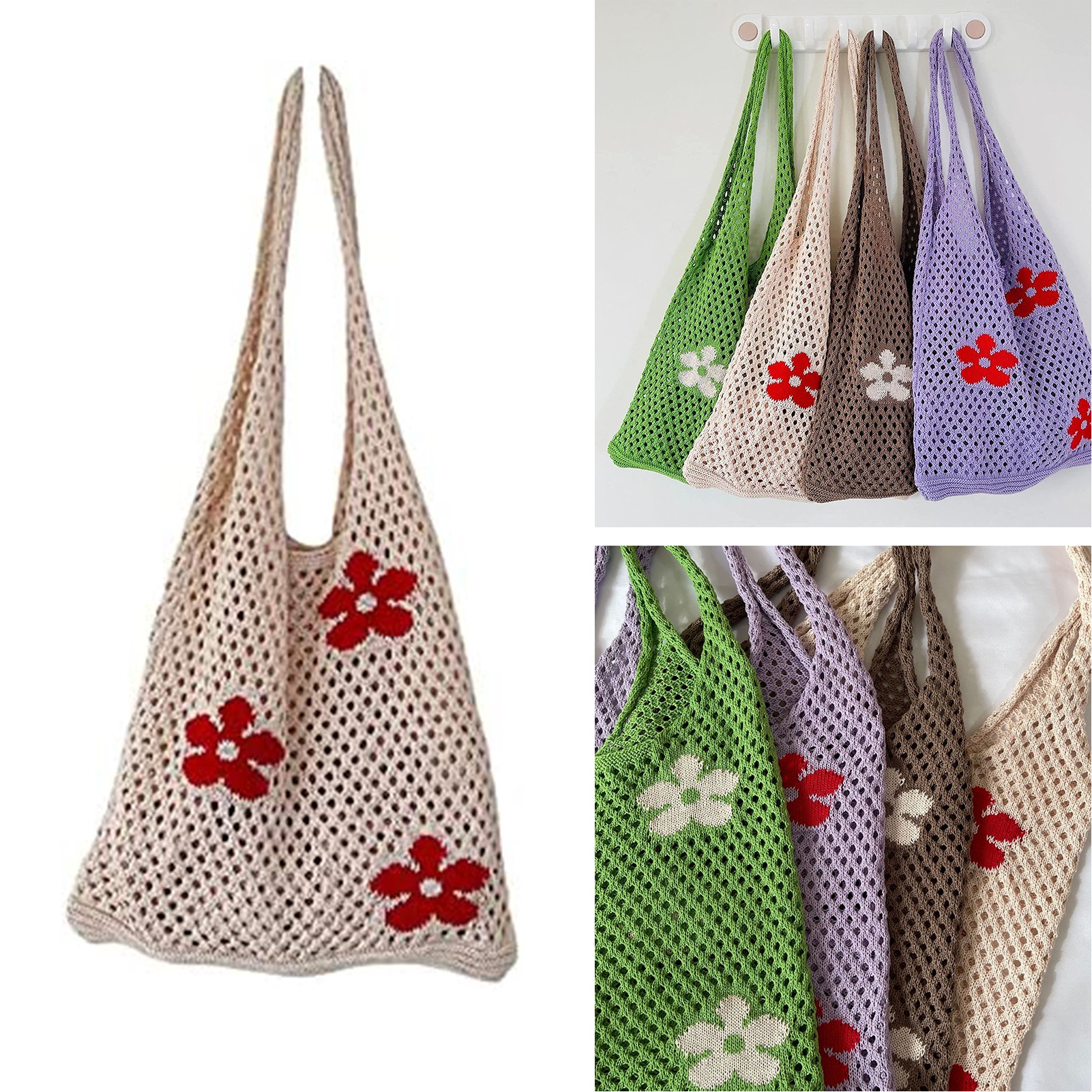 Crochet Tote Bag Fairycore Hobo Bag, custom tote bag with logo imprint 3