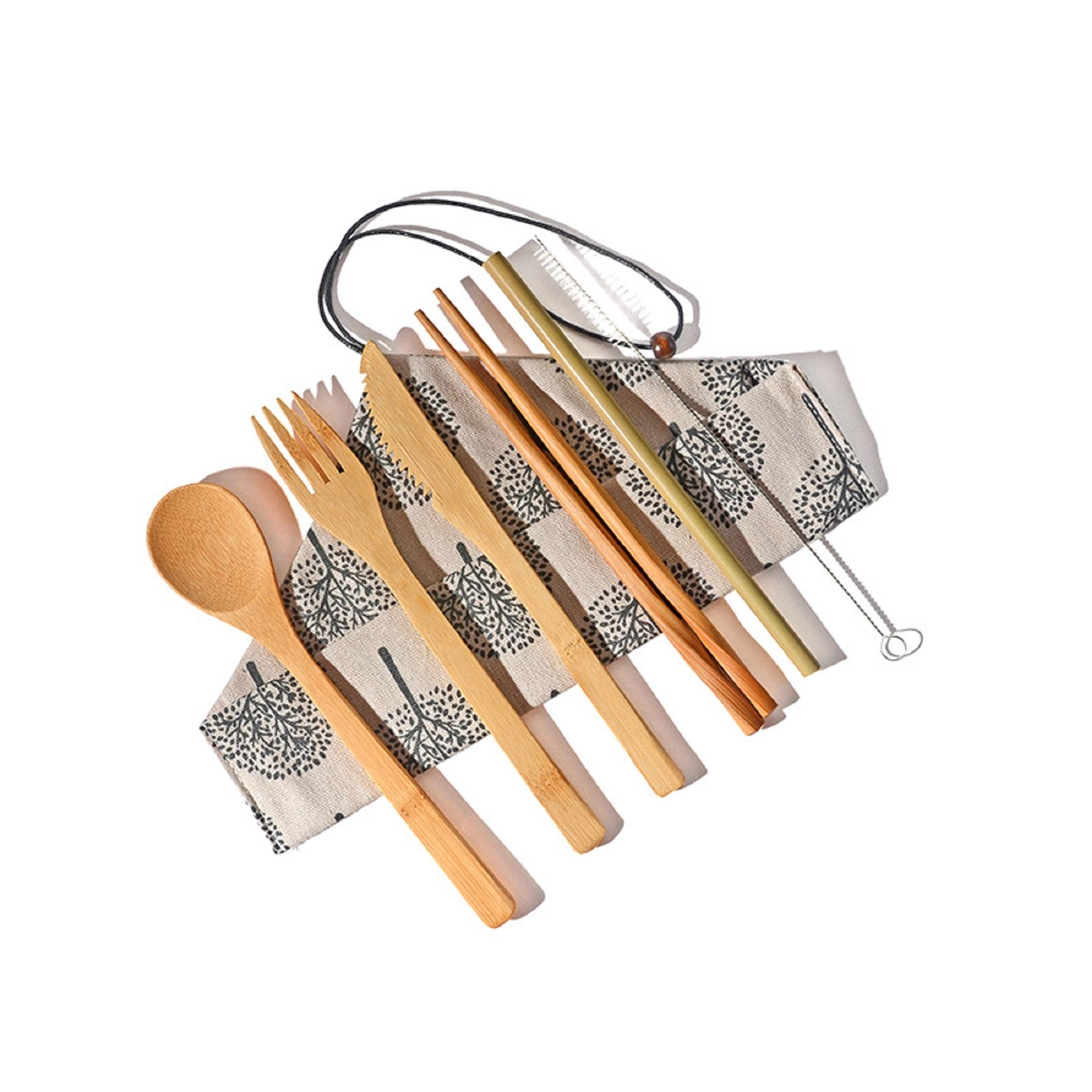 Bamboo Utensils Set with Canvas Storage Bag 6