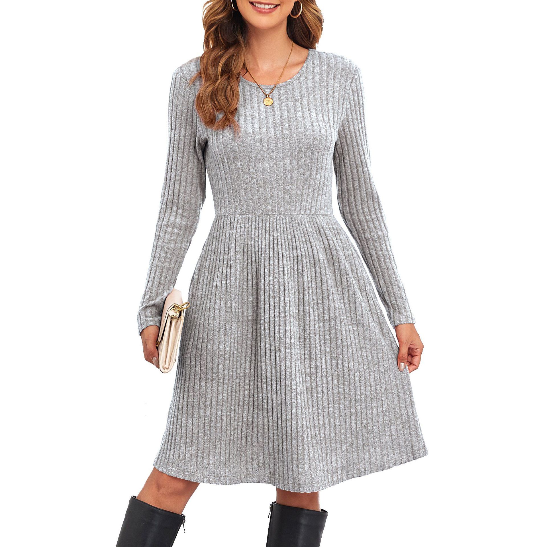 Women Long Sleeve Fall Dresses with Pockets 2