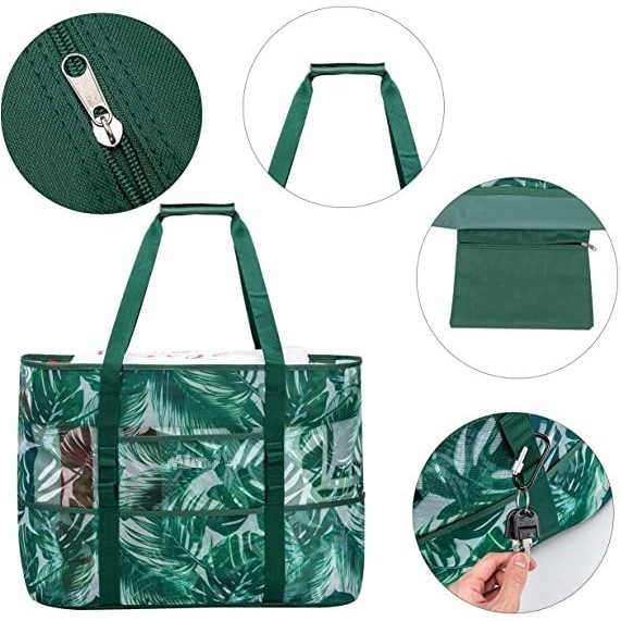 Extra Large Waterproof Canvas Mesh Beach Tote Bag 2