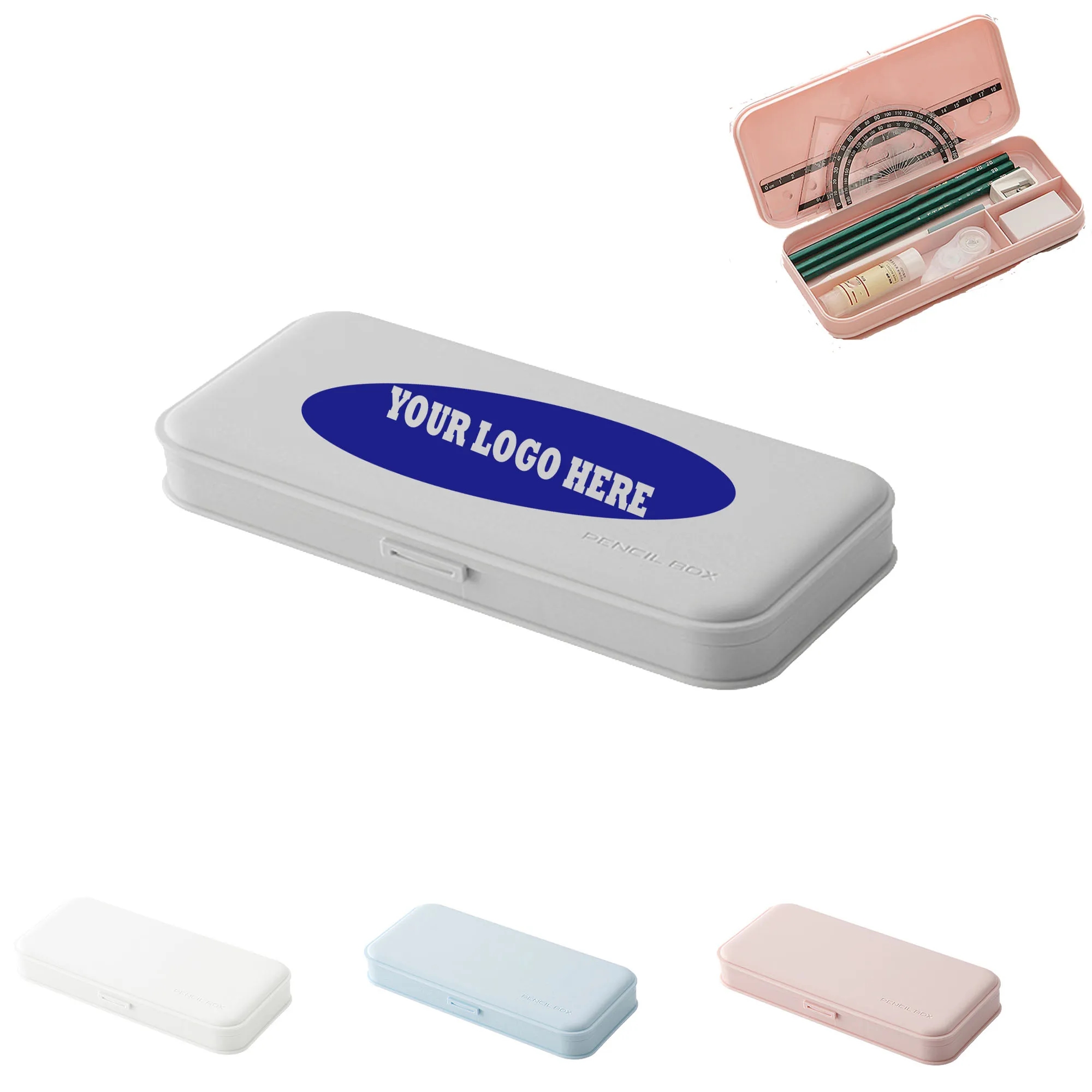 Large Capacity Colored  Plastic Student Pencil Box 3