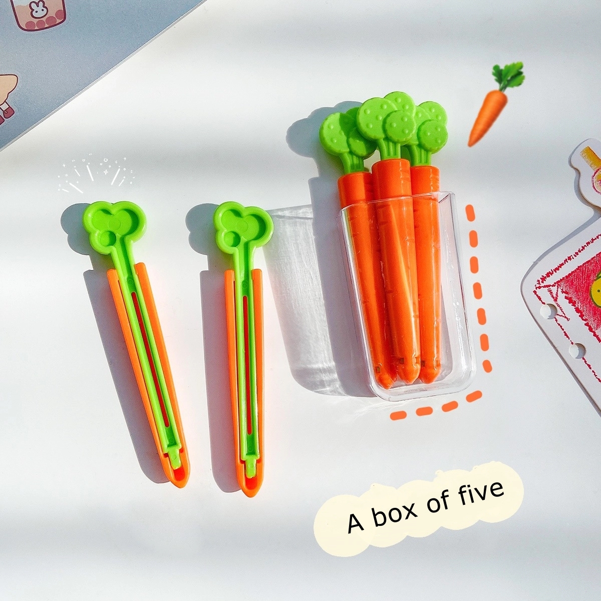 Lovely Carrot Shape Chip Clips For Food Packages 5