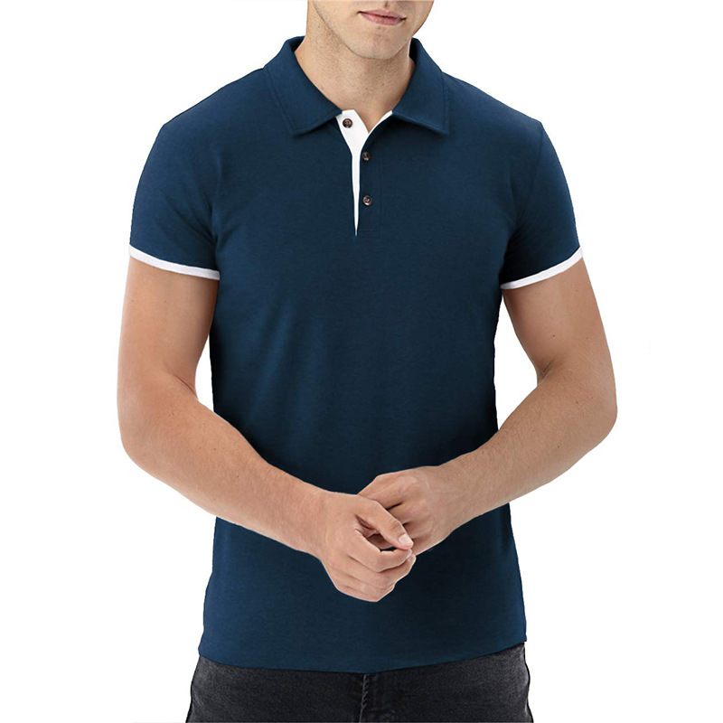 Business Men's Short Sleeve Lapel Polo Shirt / Button 8
