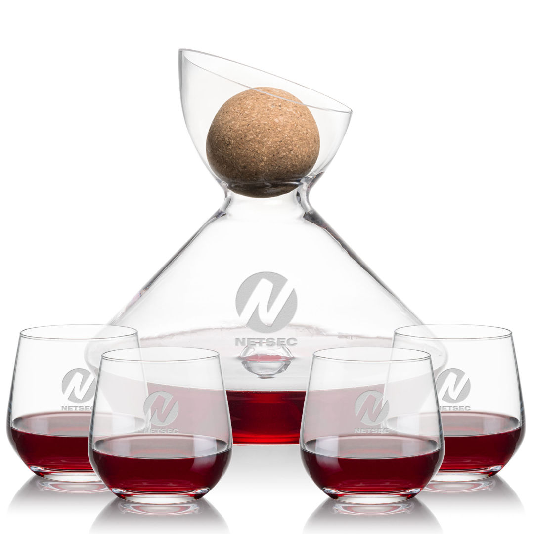 Woodbury Carafe w/Cork Stopper & Garland Stemless Wine 3