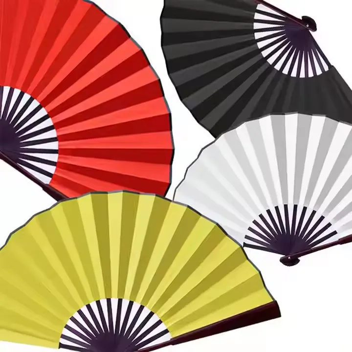 Folded Polyester Bamboo Fans 6