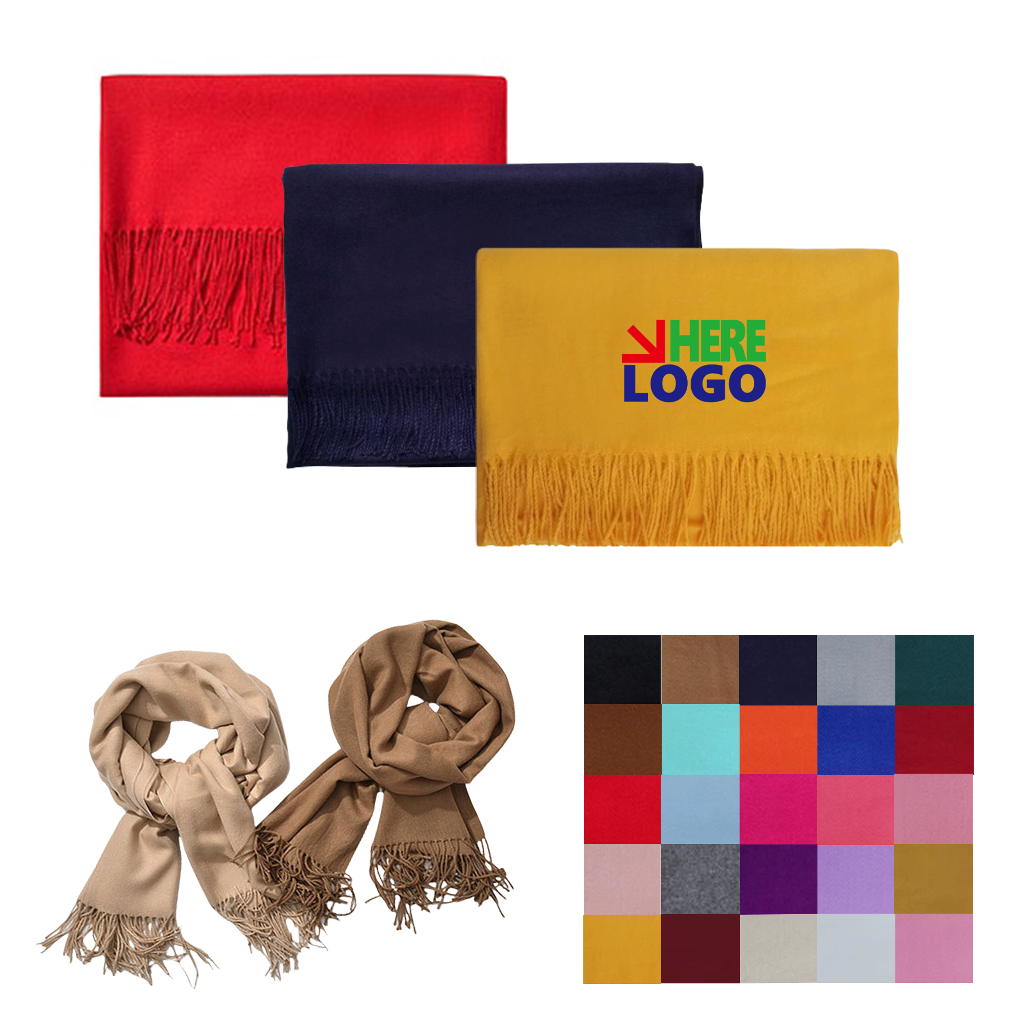 Winter Warm Scarf with Tassels 3