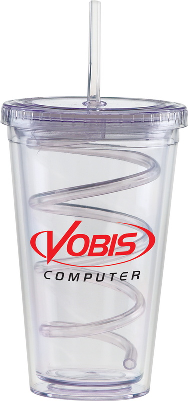 Carnival Cups-Color Curly Straw, Clear Lid 19