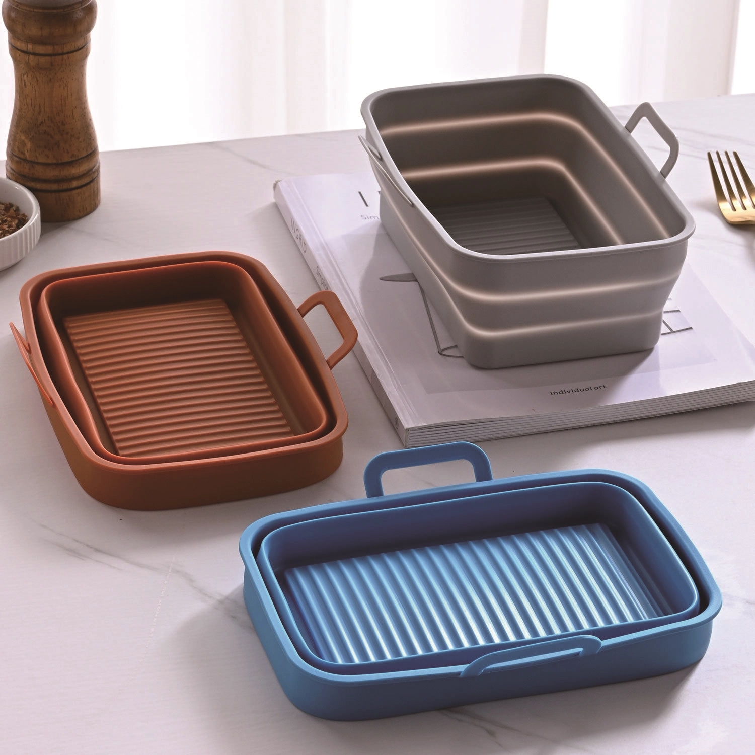 Foldable Air Fryer Silicone Pot 3