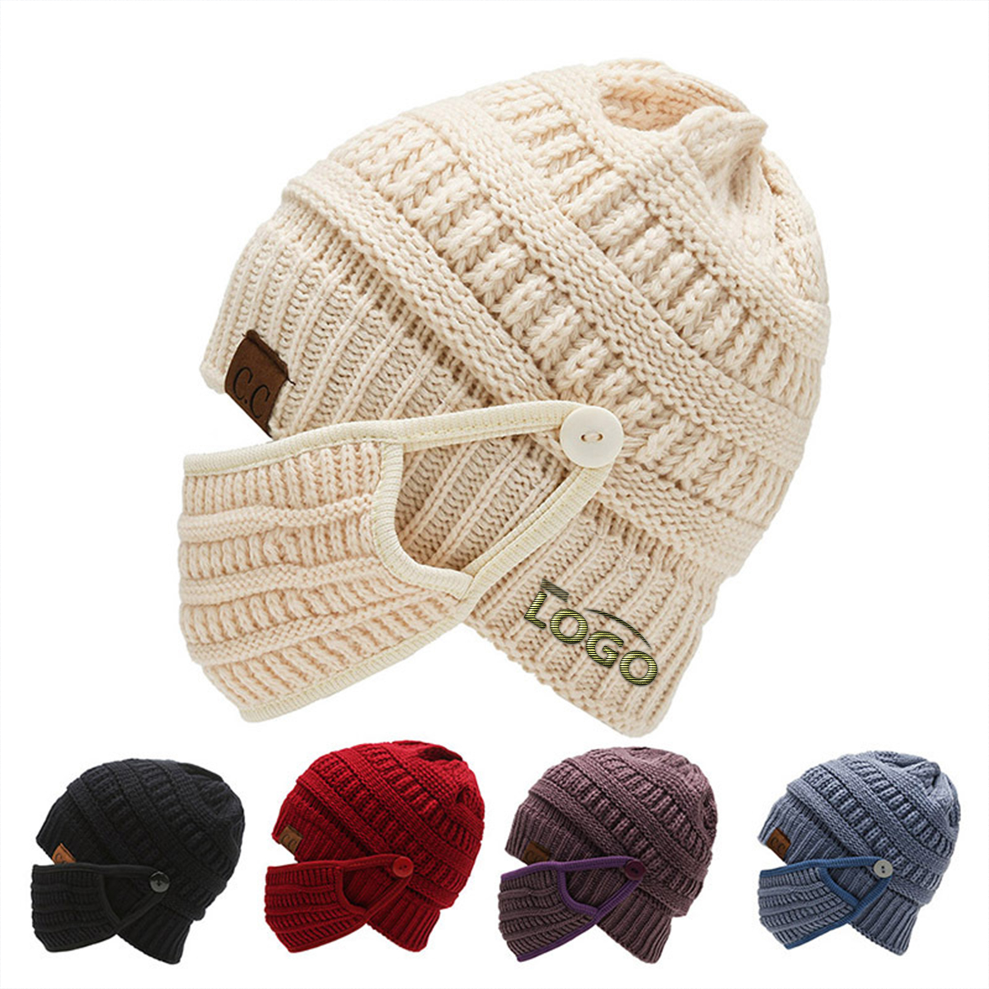 Versatile Knit Hat with Detachable Face Cover 2