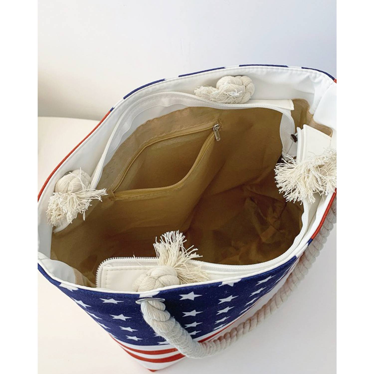 Stars and Stripes American Flag Tote Bag Rope Handles 3