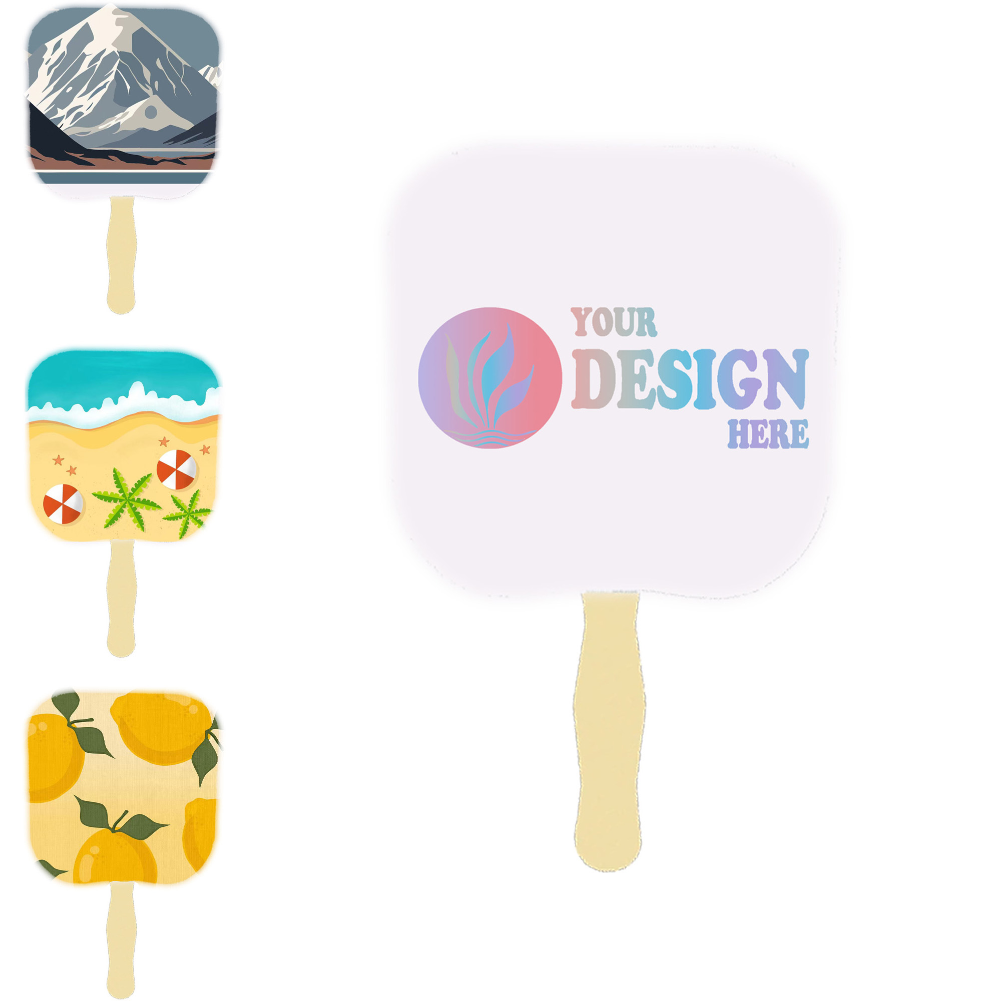 Custom Paper Hand Fan with Wood Handle 2