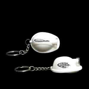 White Safety Helmet Flashlight Light Up Glow LED Keychain