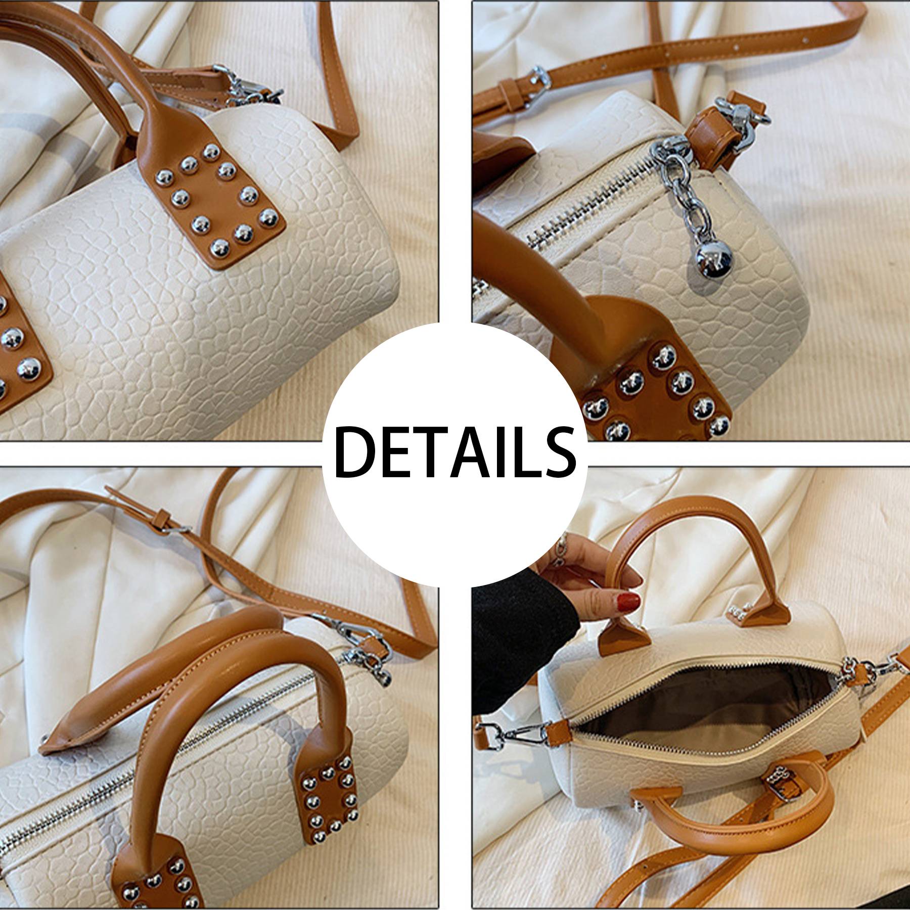 PU Leather Stylish Cylindrical Handbag Crossbody Bag 6