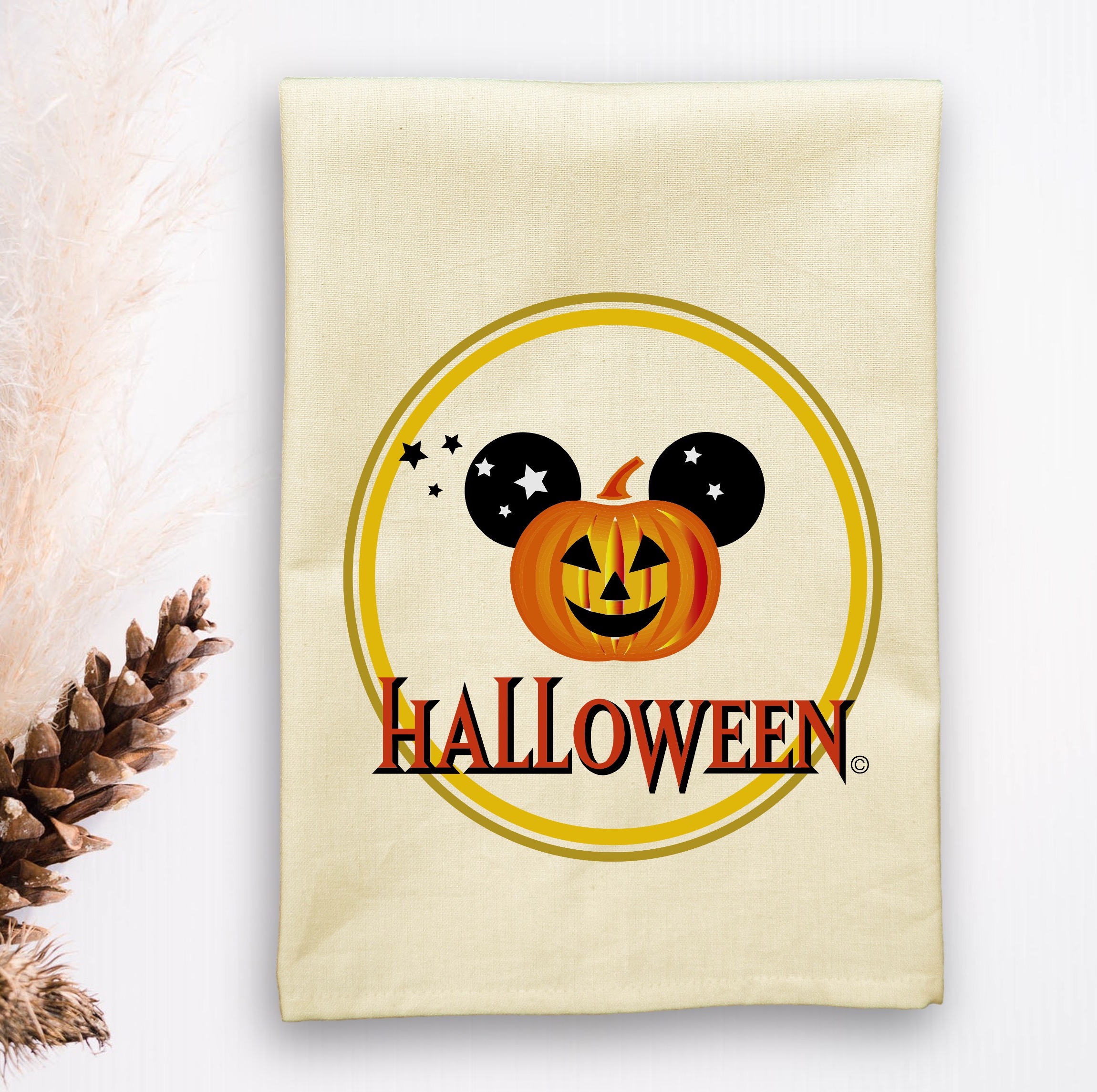 Cream Solid Plain Weave Kitchen Towel with Custom Print 7