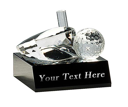 Crystal: 4x3" Golf Club & Ball on Black Base 1