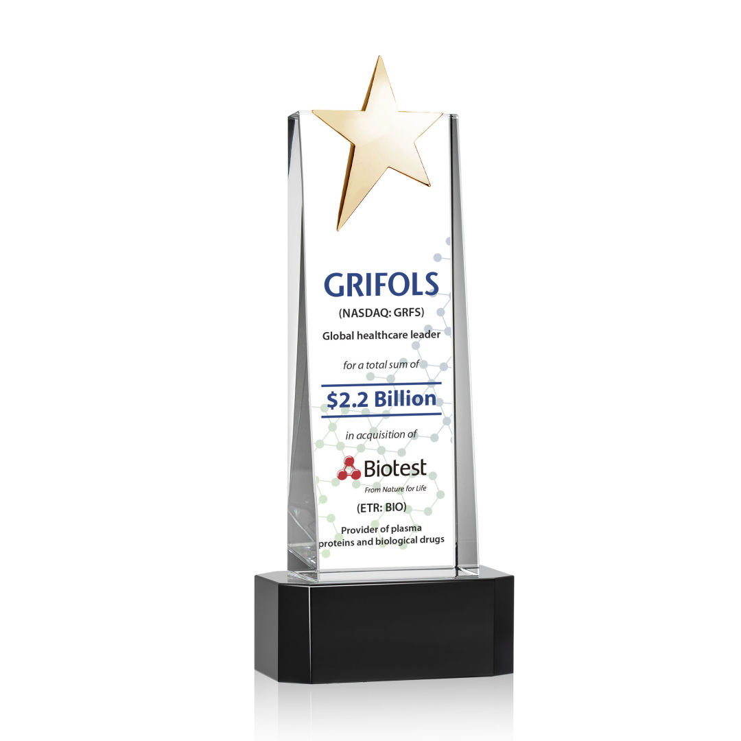 Fanshaw Gold Star VividPrint™ Award on Base - Black 9