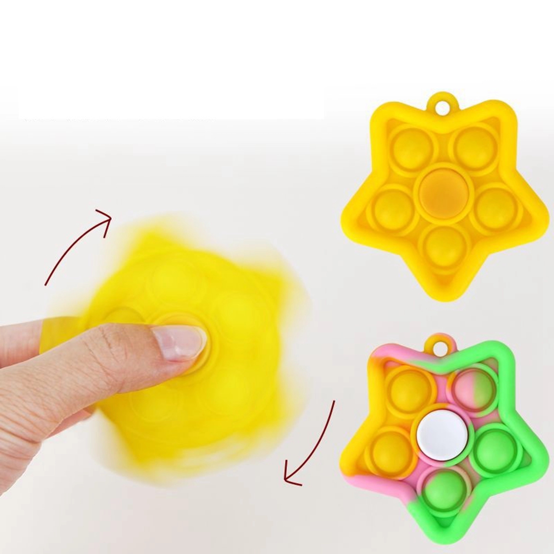Multi Color Star Shape Push Bubble Fidget Spinner 7