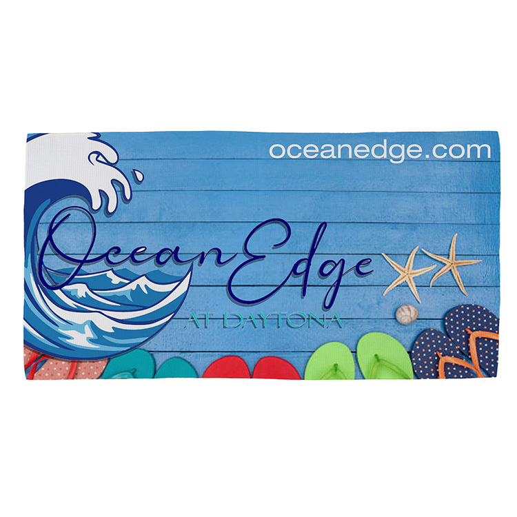 "AQUA" 30" x 60" Full Color Recycled RPET Waffle Weave Sand Free Beach/Yoga Towel 12