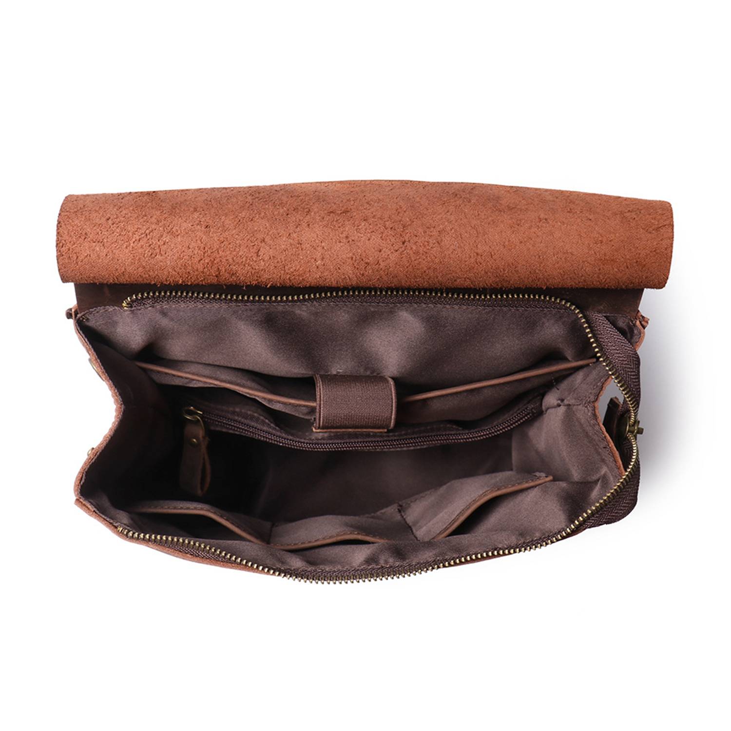 Vintage Genuine Leather Zipper Backpack w/ Pocket 2