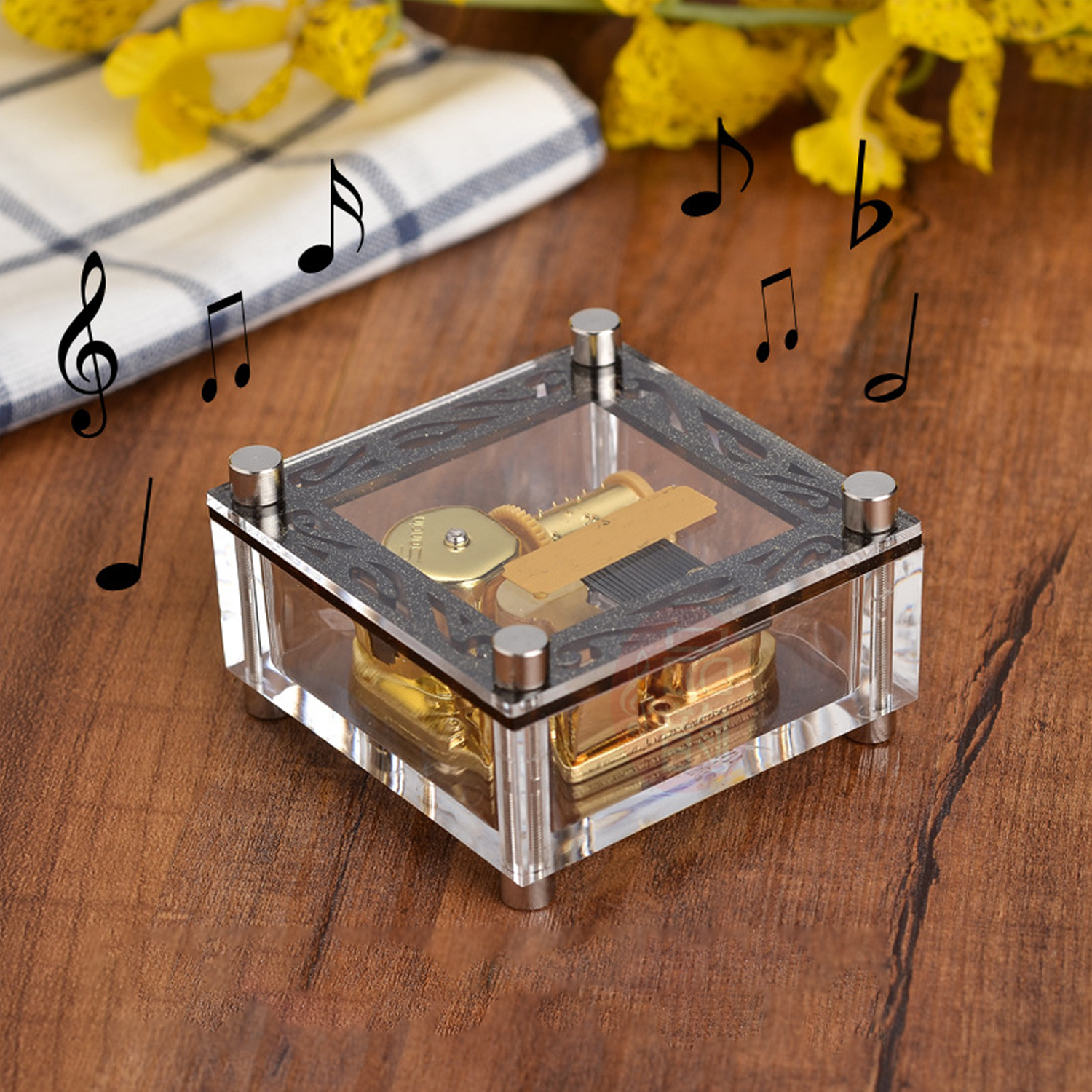 Mini Acrylic Hand Crank Music Box 5