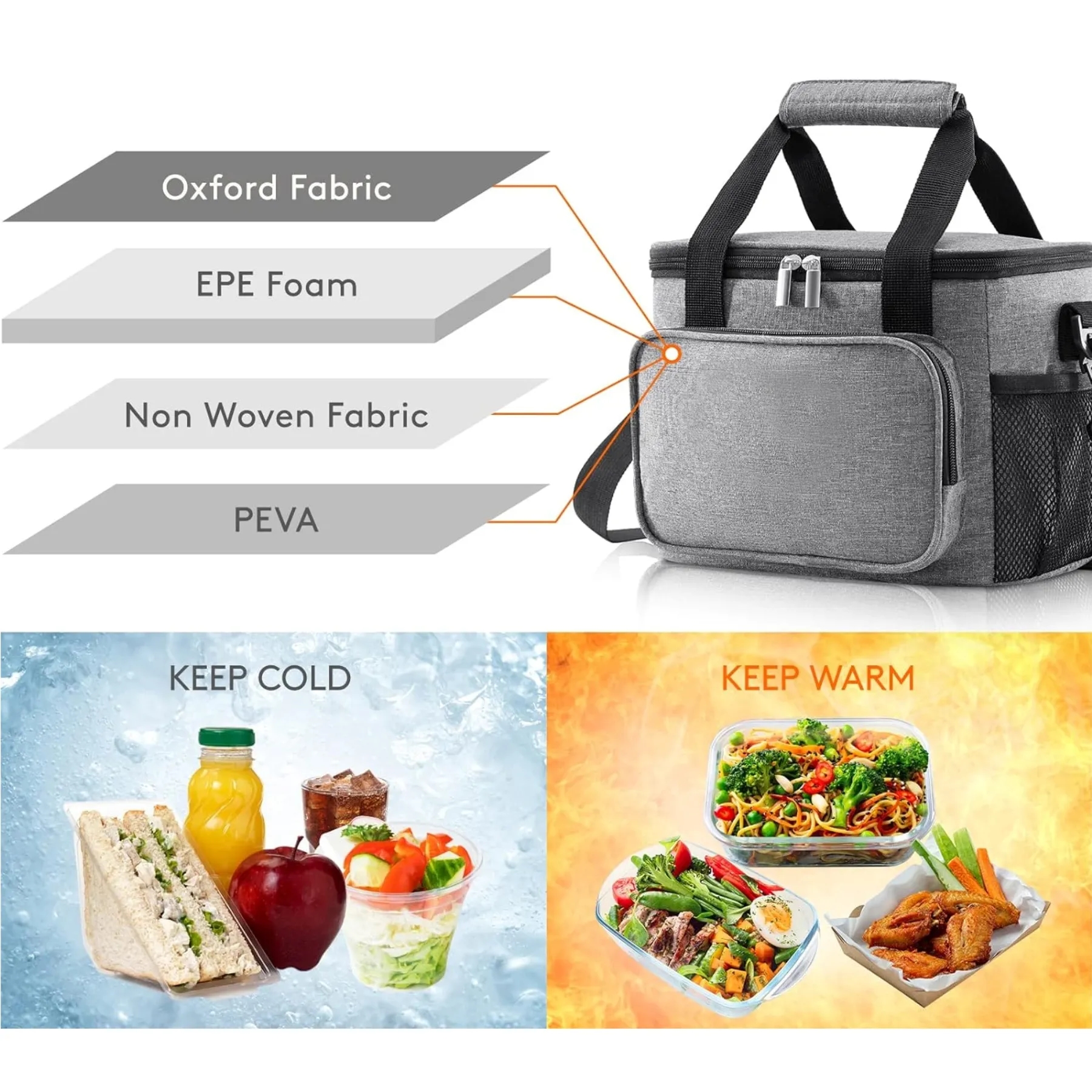 Portable Insulated Thermal Bag for Food and Drinks 9