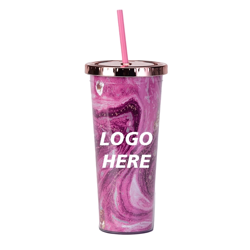 Custom 24 oz Transparent AS Plastic Tie dye Straw Tumbler 3