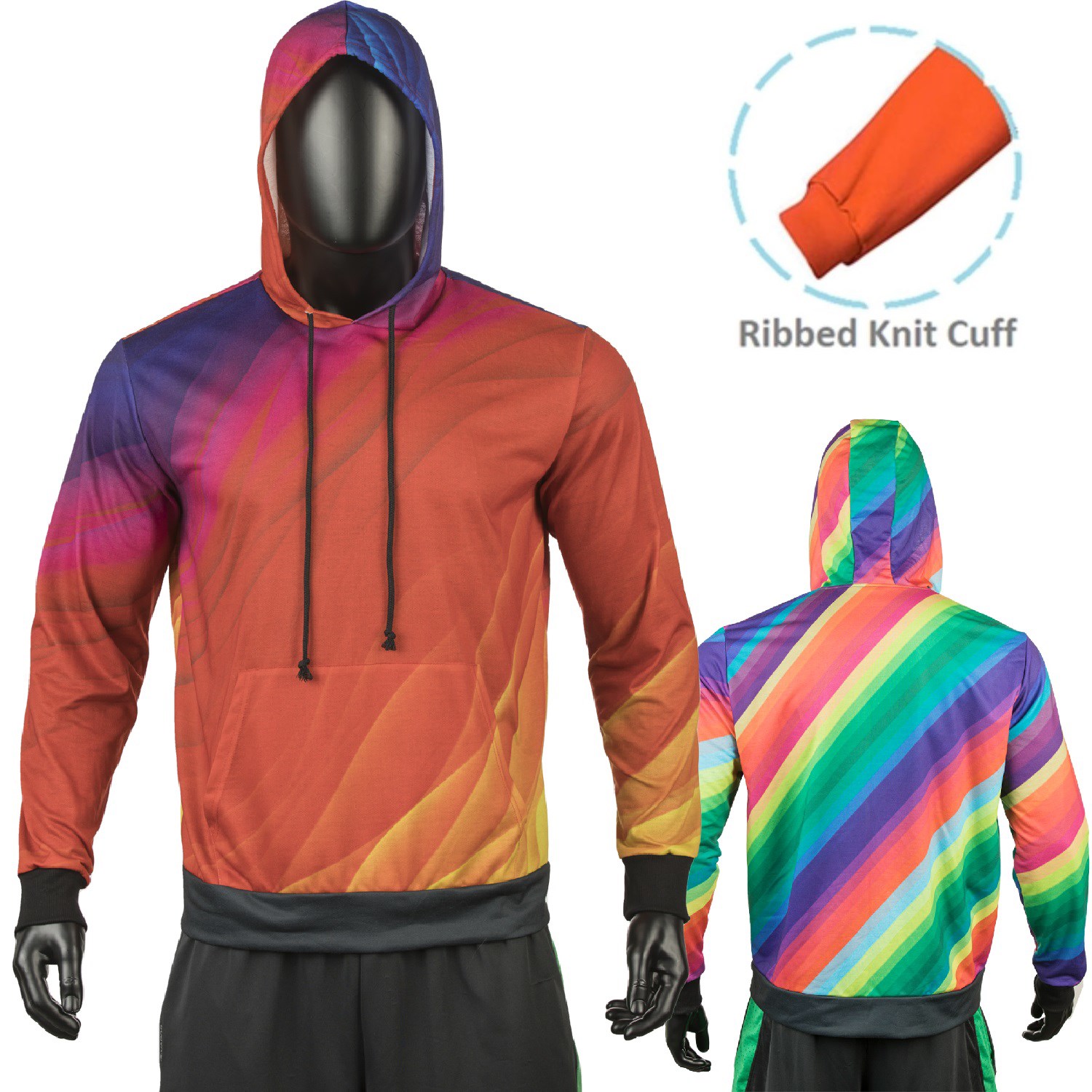 Unisex 280 GSM Spandex Interlock Fleece Sublimation Hoodie with Kangaroo Pocket 4