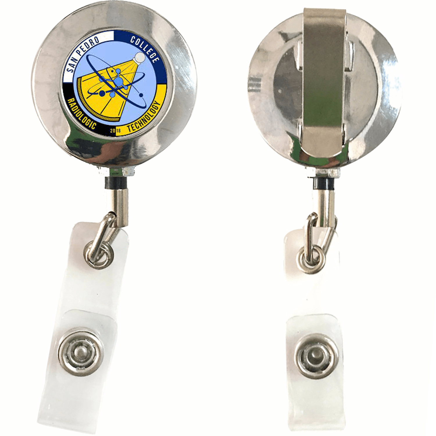 Metal Retractable Round Badge Reel w/ Belt clip backing 3