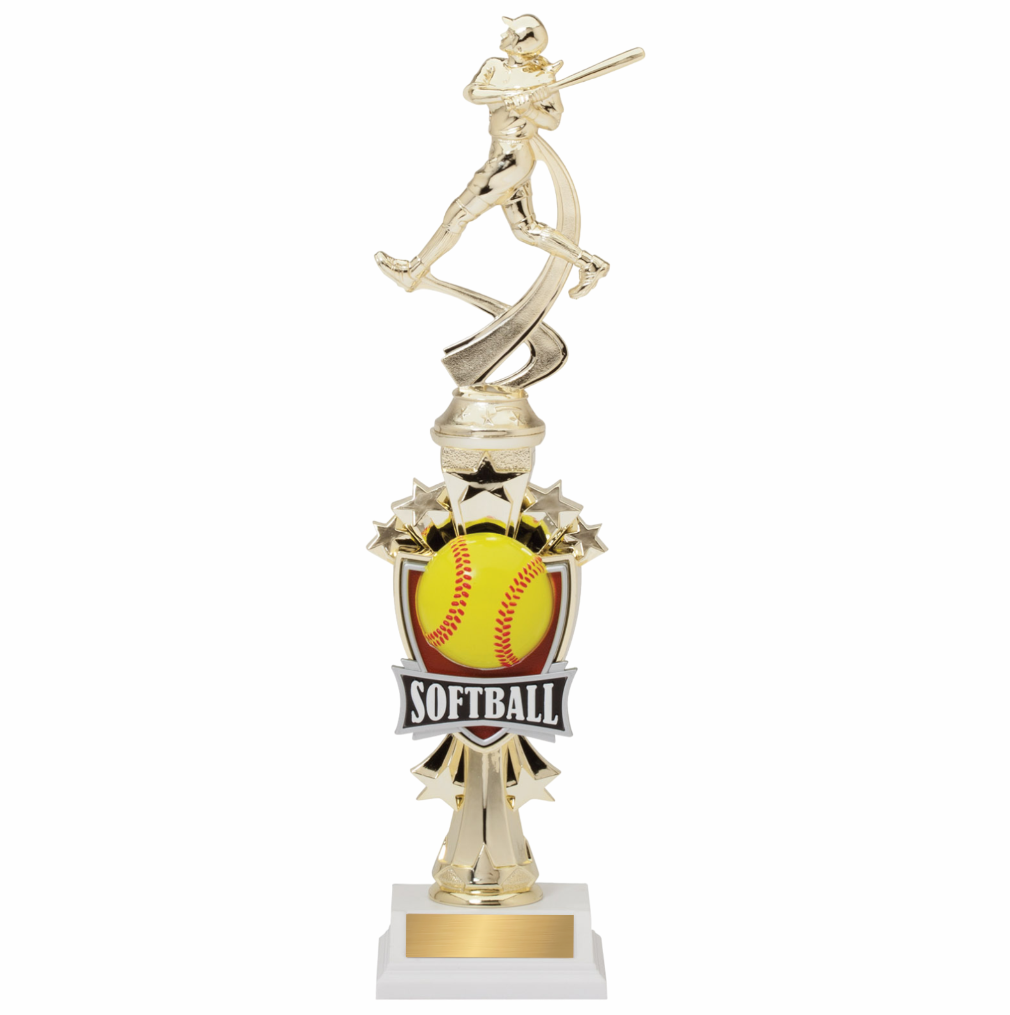 14" Assembled Female Softball Trophy w/ White Base 3