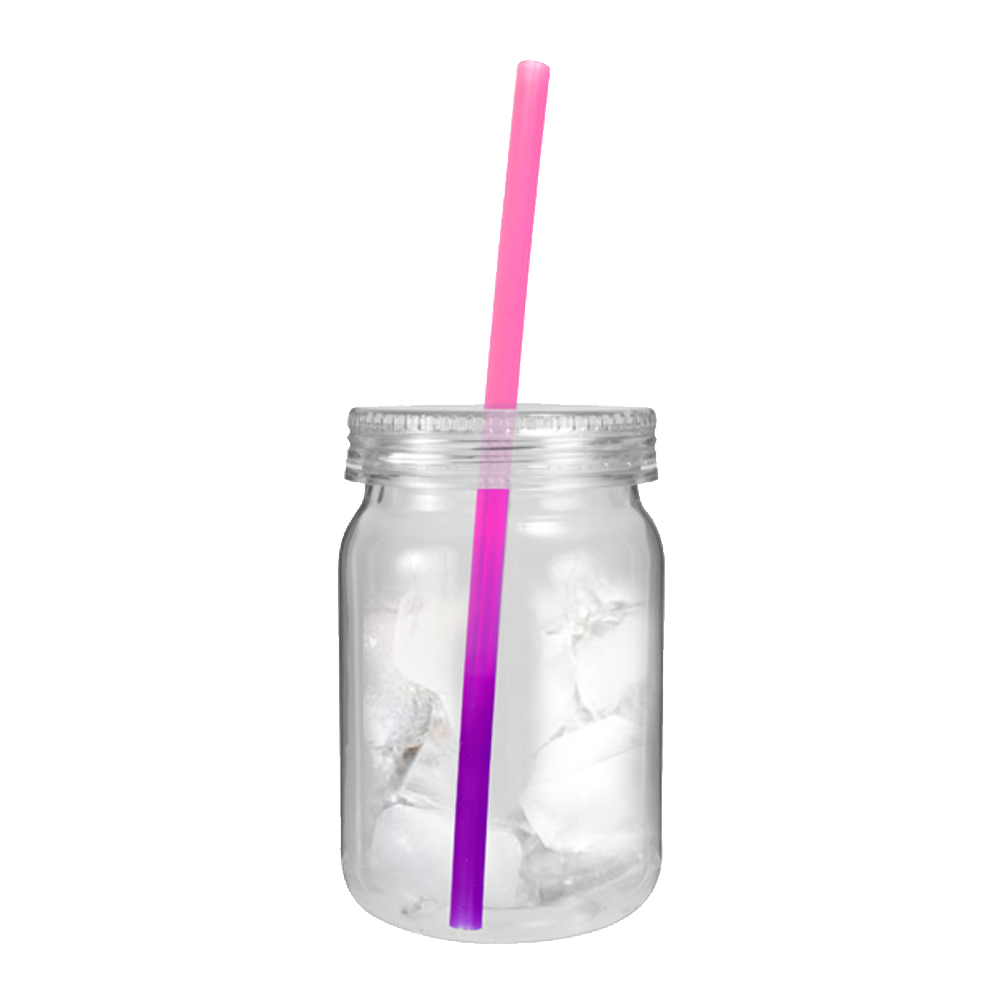 24 oz. Plastic Mason Jar with Mood™ Straw 15