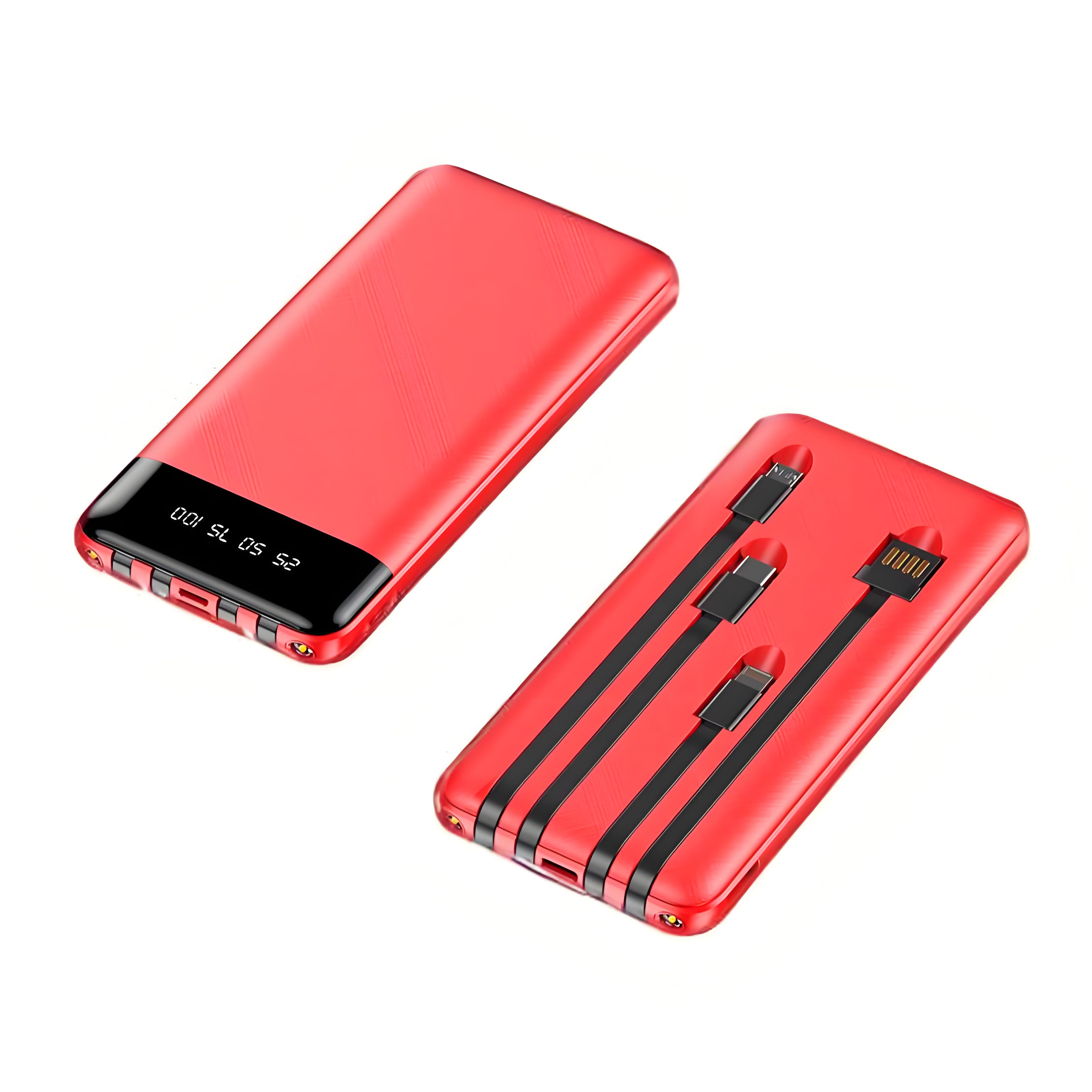 10000 mAh LED Power Bank W/ 4 Cables 4