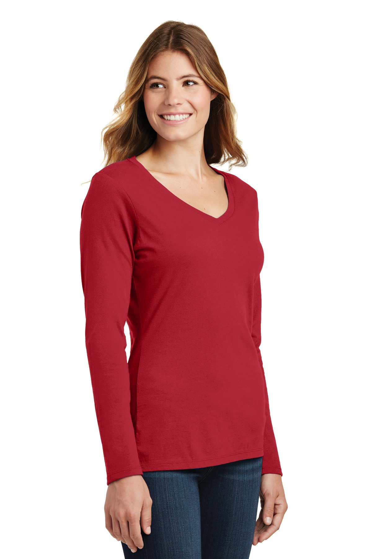 Port & Co Women's Long Sleeve Fan Favorite V-Neck Tee. LPC450VLS 6