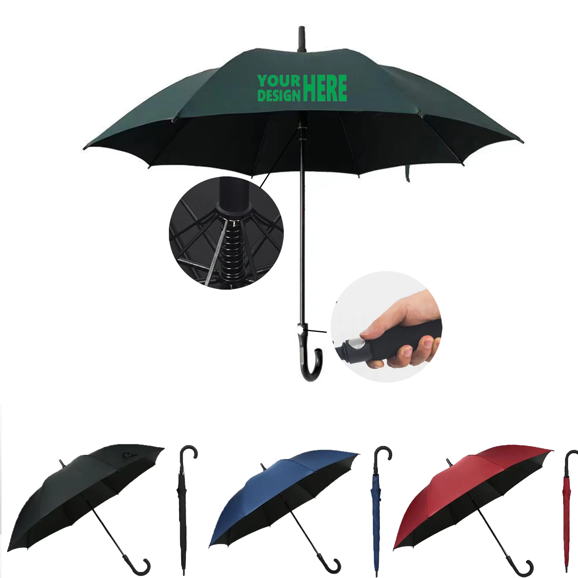 All-Fiber Golf Umbrella With Curved Handle 3