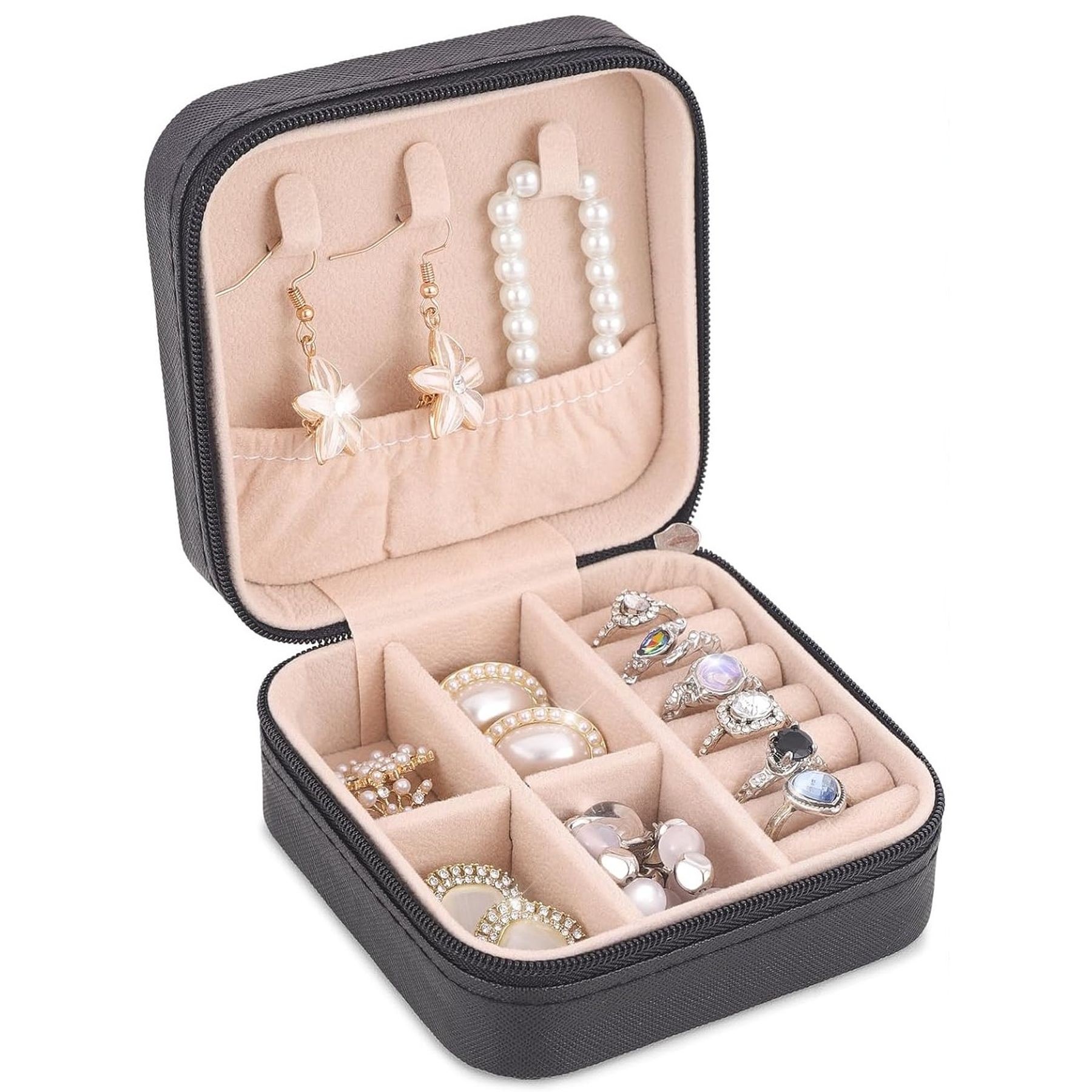 Pu Leather Small Jewelry Box Travel Portable Jewelry Case 14