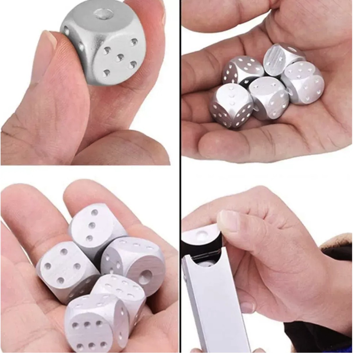 Aluminum Dice Set with Metal Case 3